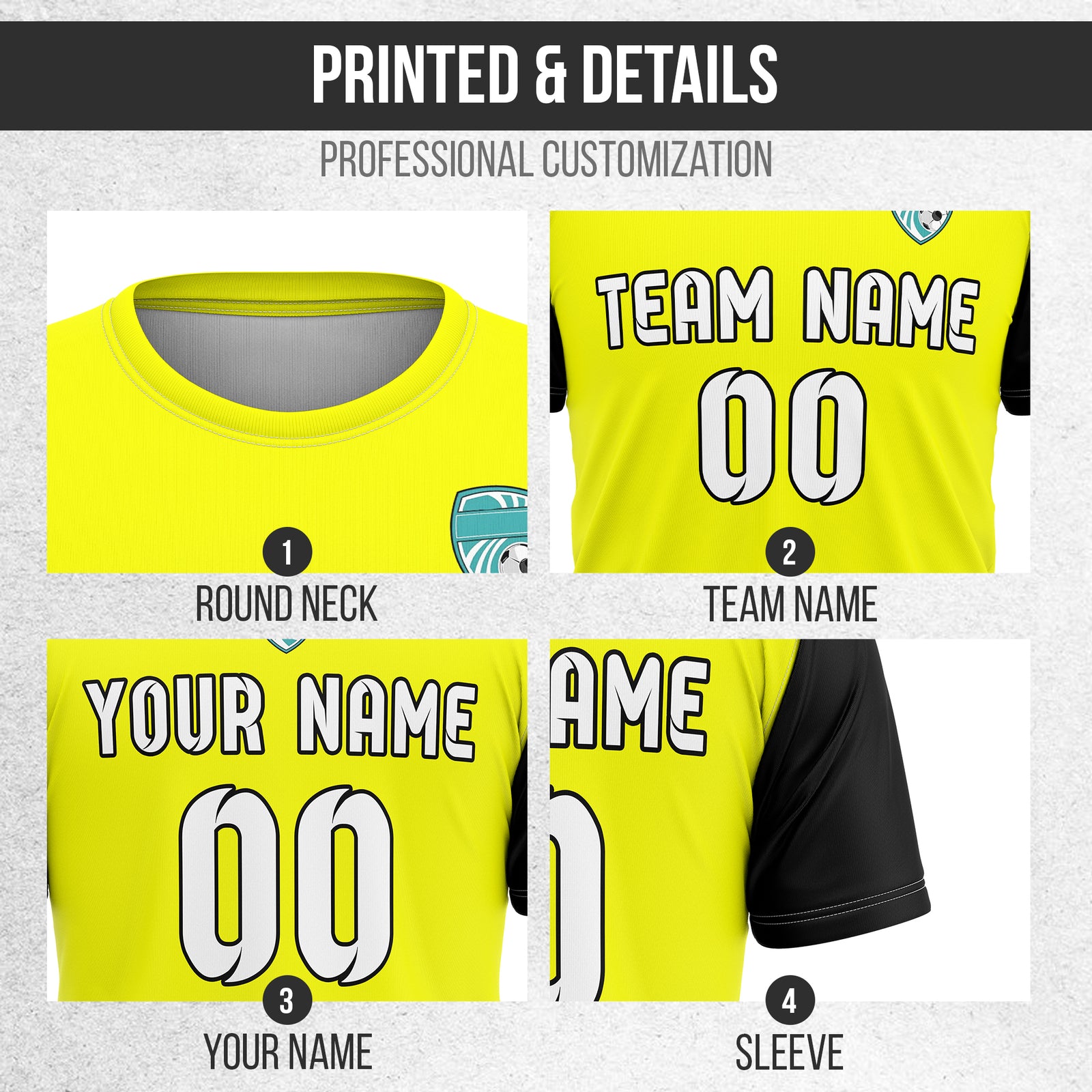 Soccer Jersey - Round Neck - Stripes - Design 5 - Yellow