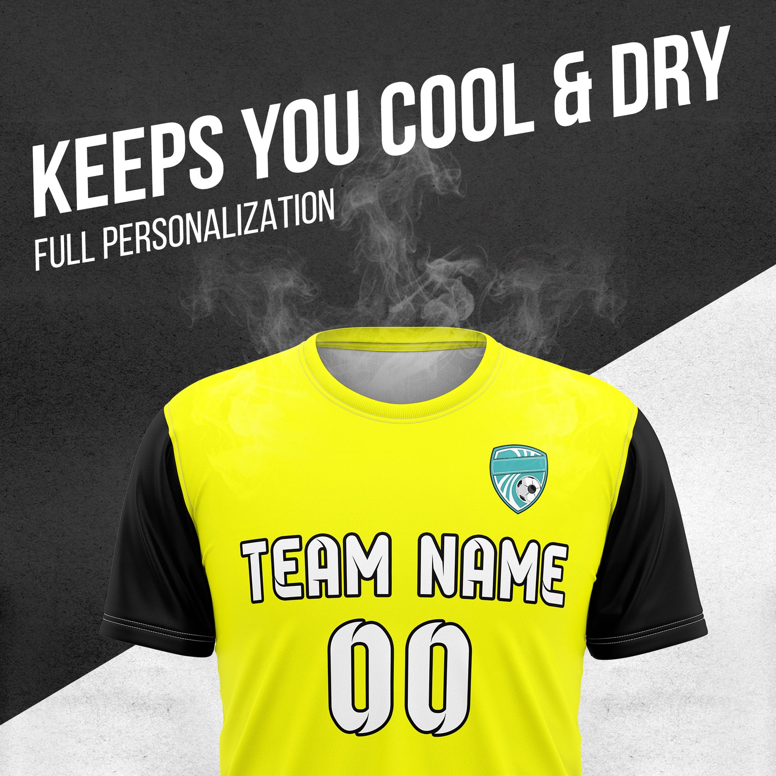 Soccer Jersey - Round Neck - Stripes - Design 5 - Yellow