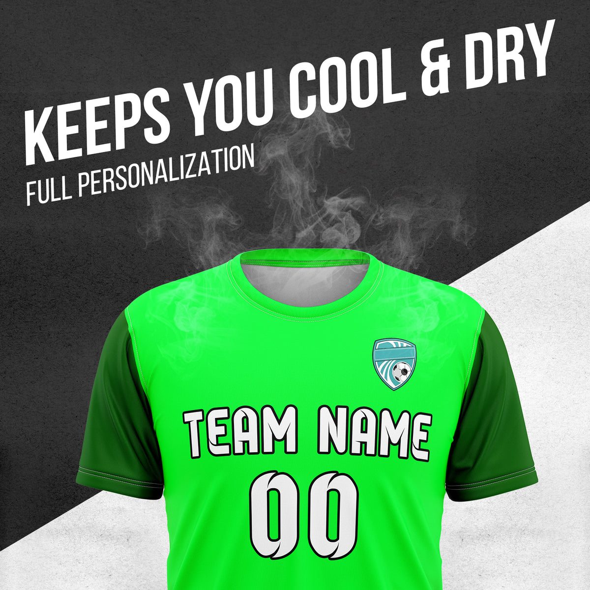 Soccer Jersey - Round Neck - Stripes - Design 5 - neon Green