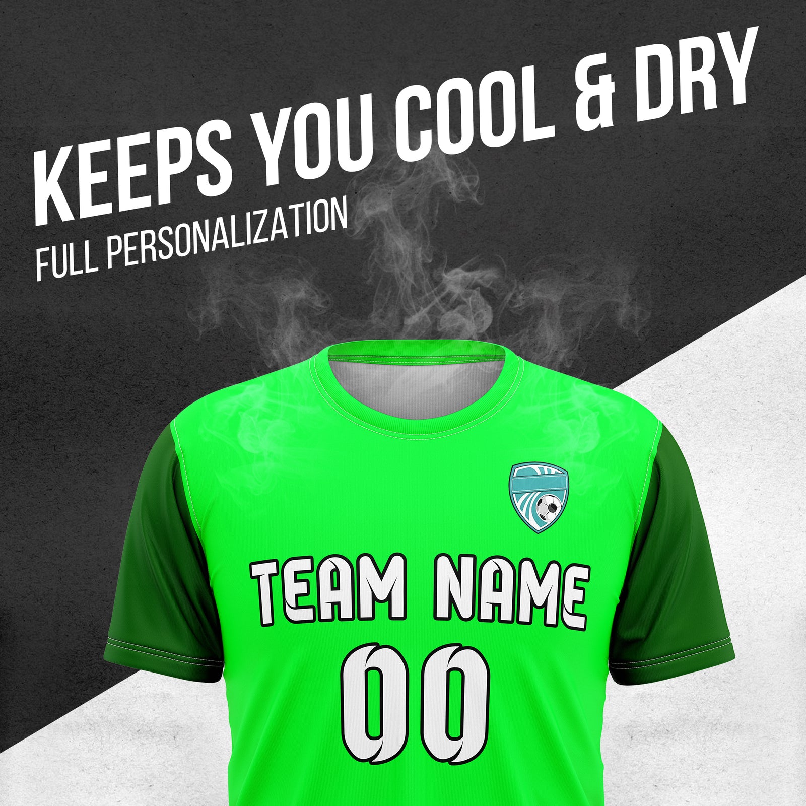 Soccer Jersey - Round Neck - Stripes - Design 5 - neon Green