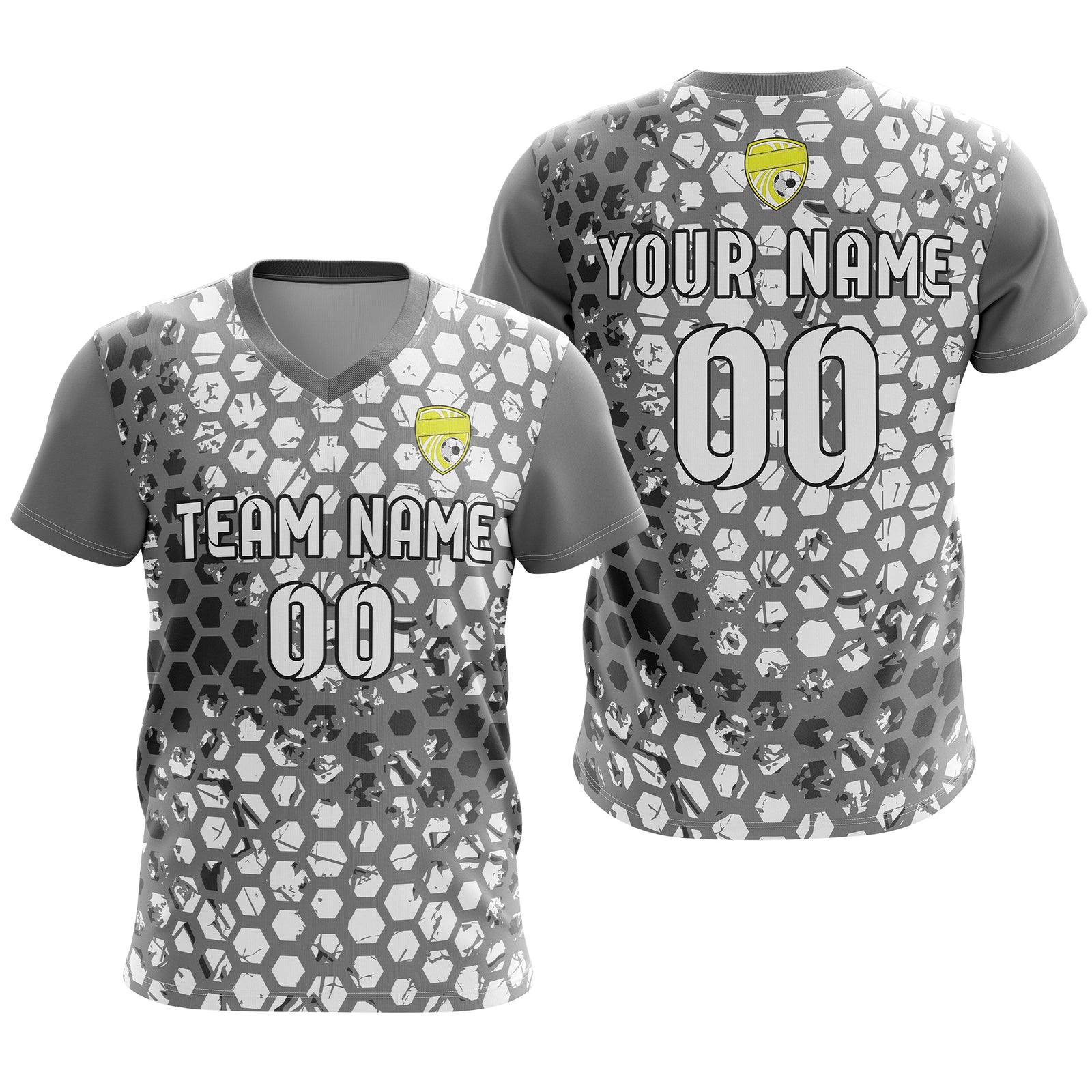 Soccer Jersey - V Neck - Full Pattern- Design 1 - Dark Grey