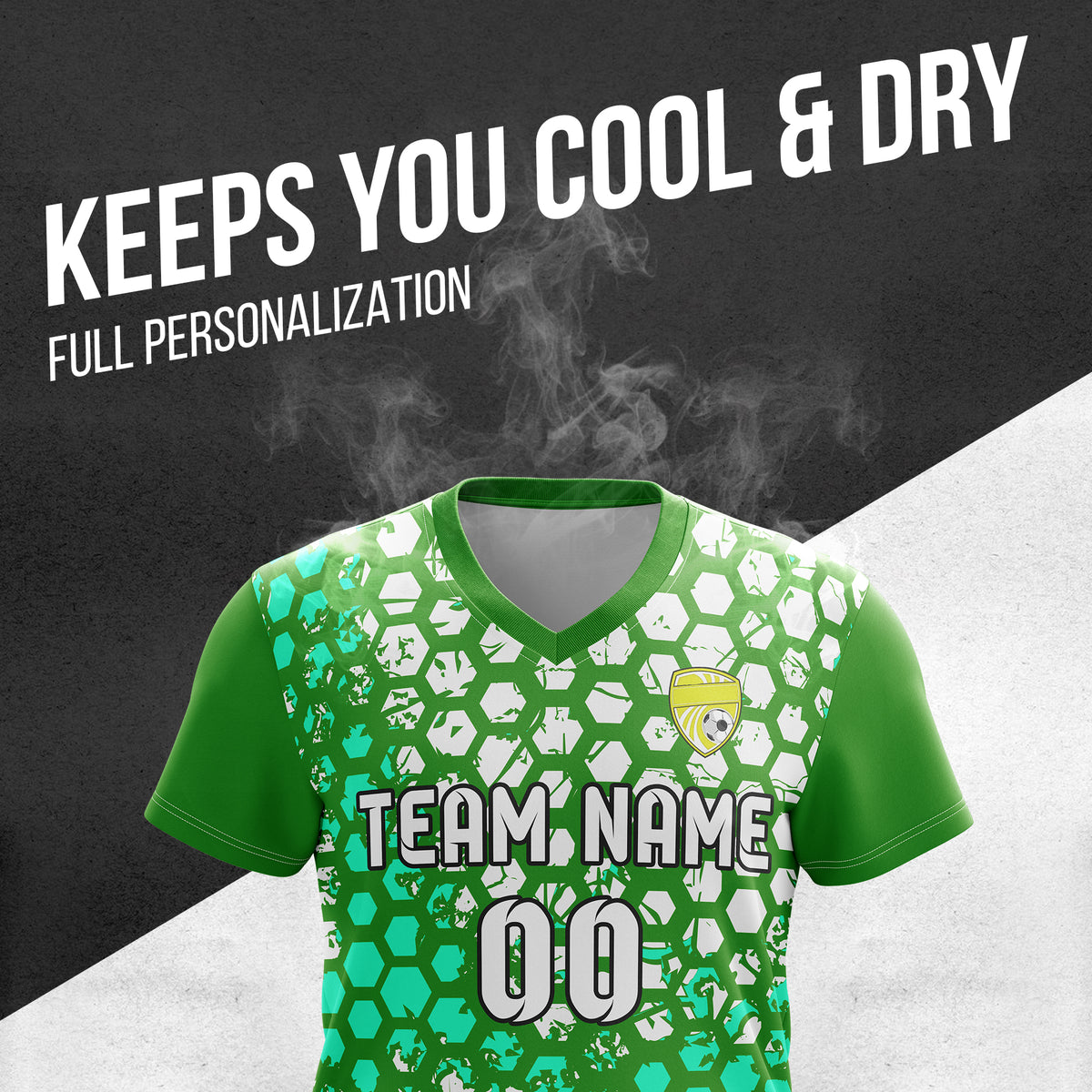 Soccer Jersey - V Neck - Full Pattern- Design 1 - Green