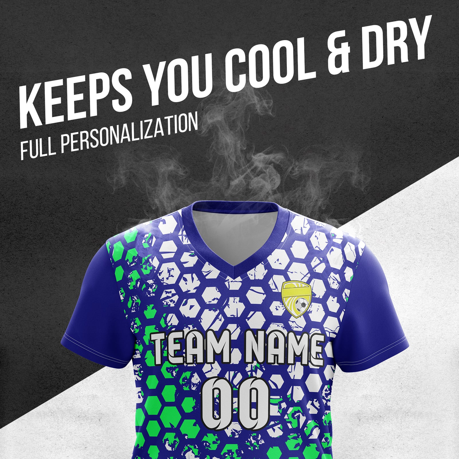 Soccer Jersey - V Neck - Full Pattern- Design 1 - Navy