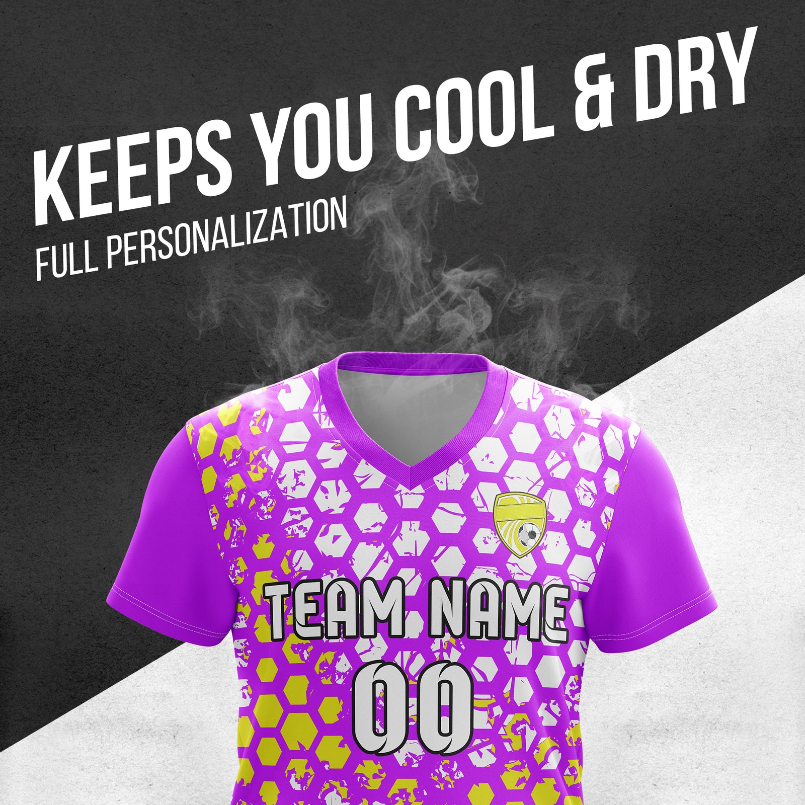 Soccer Jersey - V Neck - Full Pattern- Design 1 - Purple