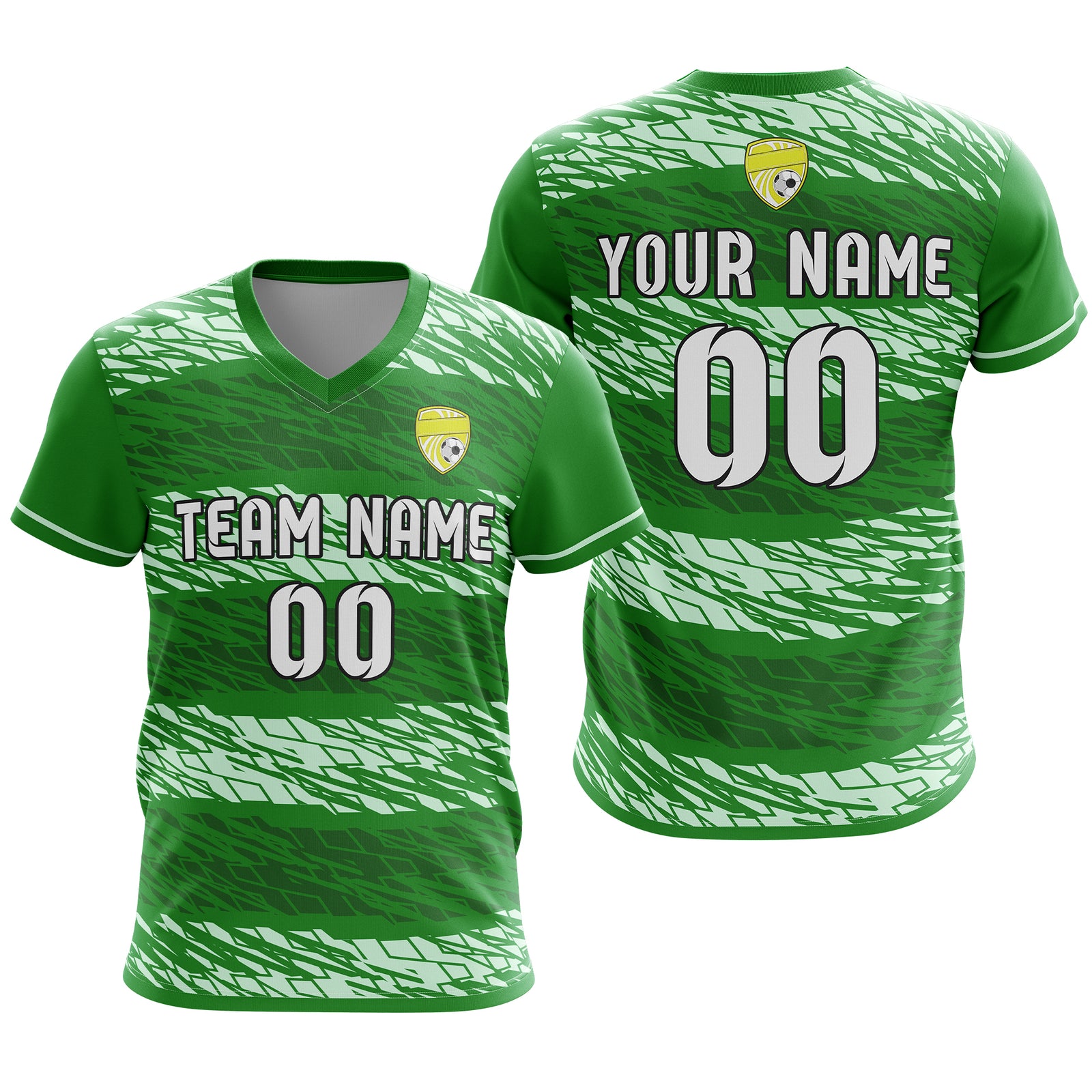 Soccer Jersey - V Neck - Full Pattern- Design 2 - Green