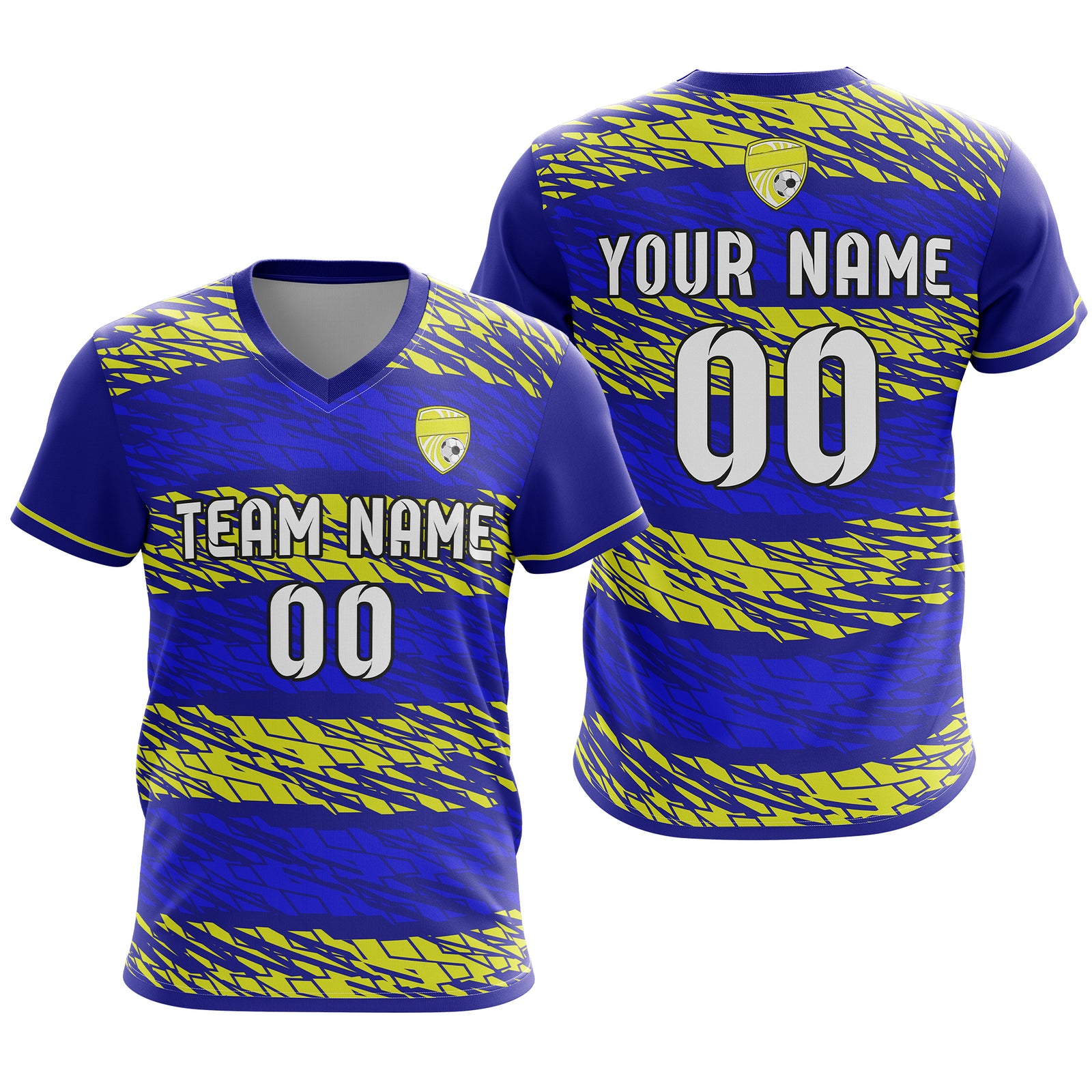 Soccer Jersey - V Neck - Full Pattern- Design 2 - Navy