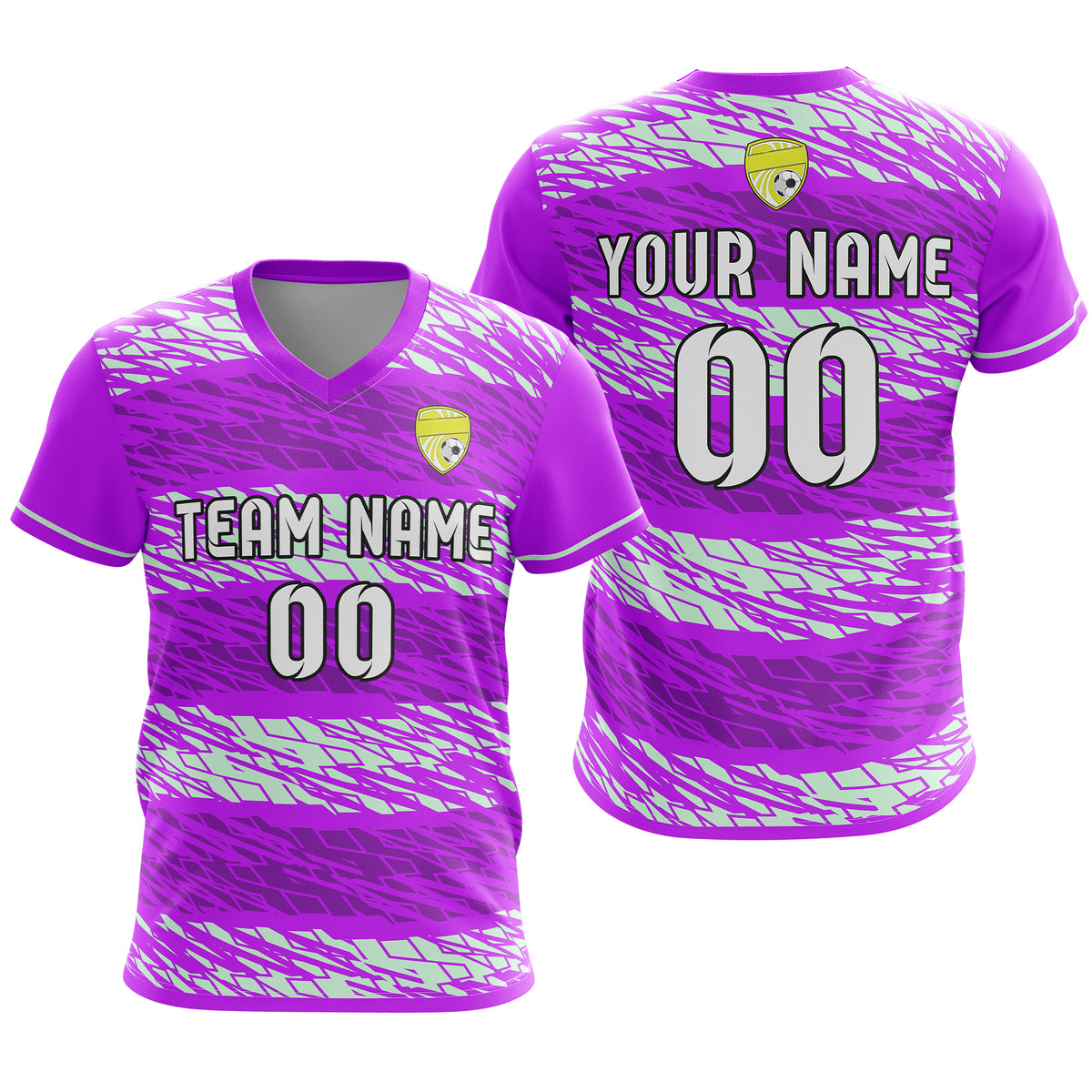 Soccer Jersey - V Neck - Full Pattern- Design 2 - Purple