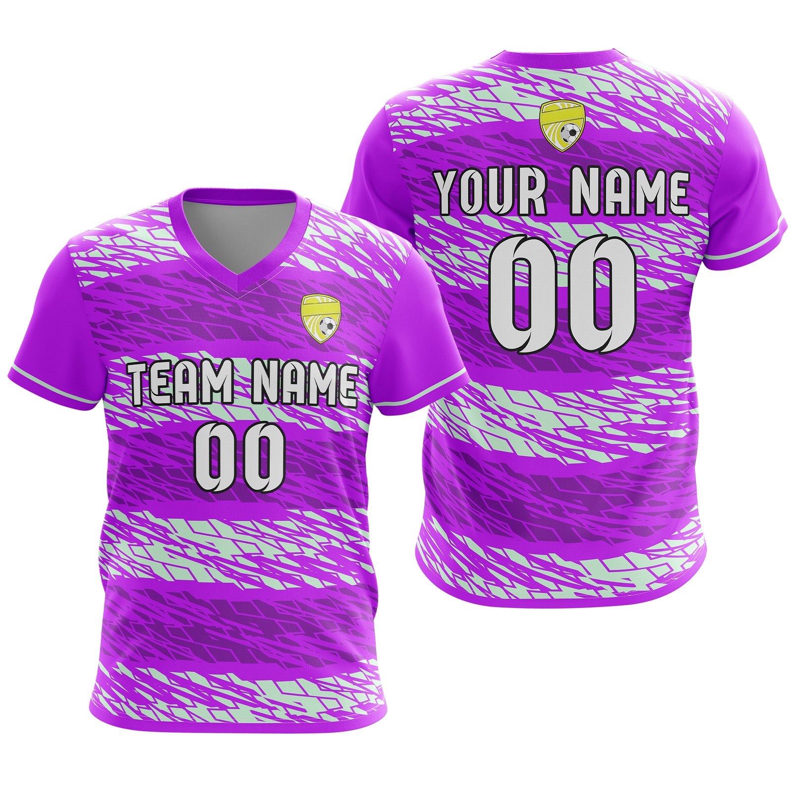 Soccer Jersey - V Neck - Full Pattern- Design 2 - Purple