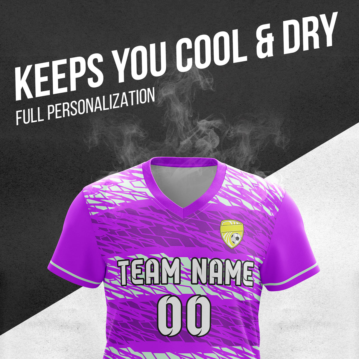 Soccer Jersey - V Neck - Full Pattern- Design 2 - Purple