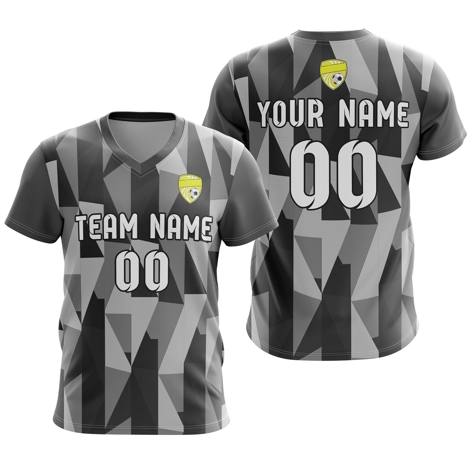 Soccer Jersey - V Neck - Full Pattern- Design 3 - Dark Grey