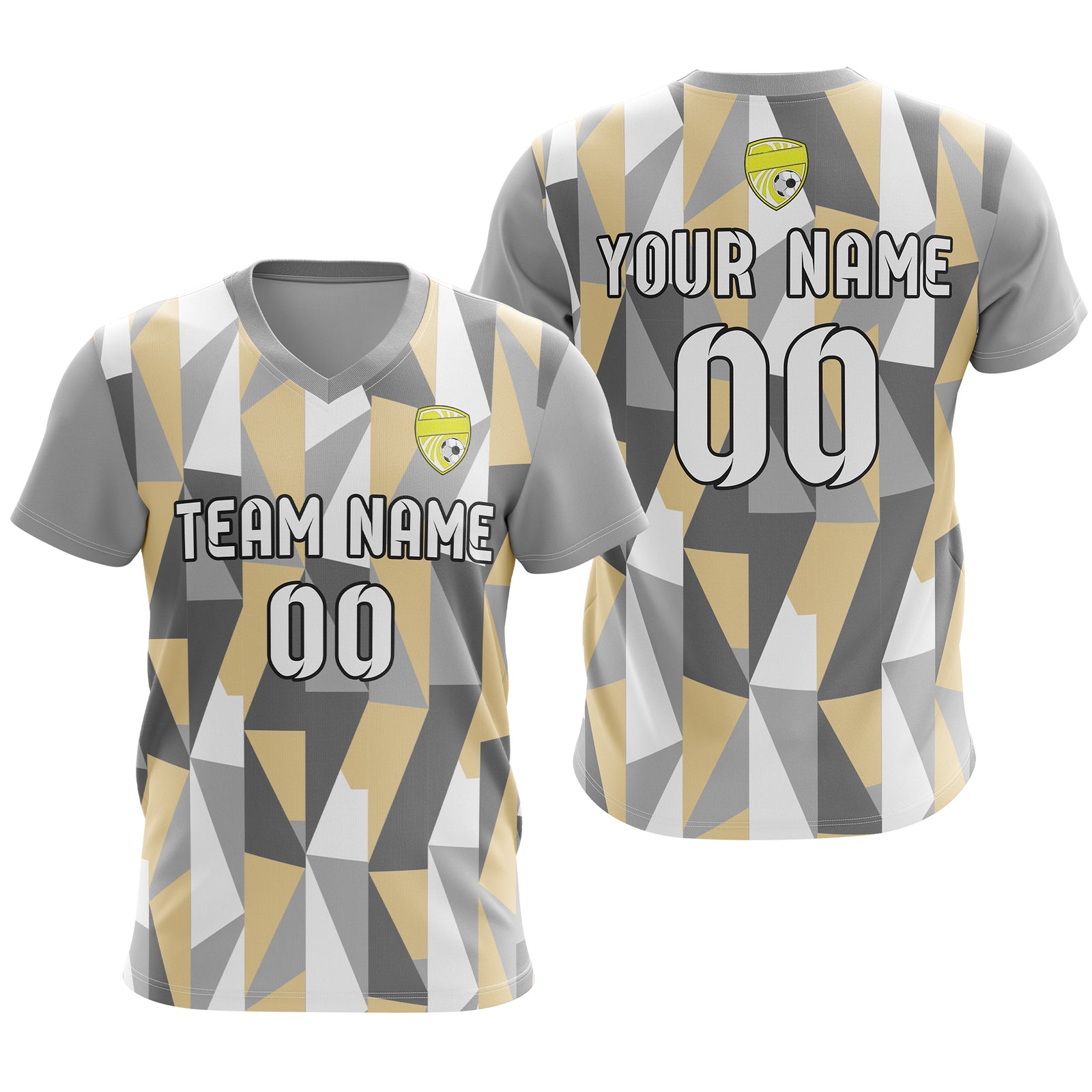 Soccer Jersey - V Neck - Full Pattern- Design 3 - Grey