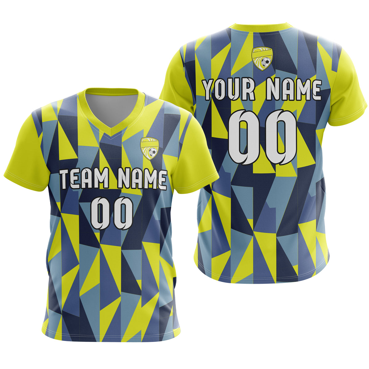 Soccer Jersey - V Neck - Full Pattern- Design 3 - Yellow