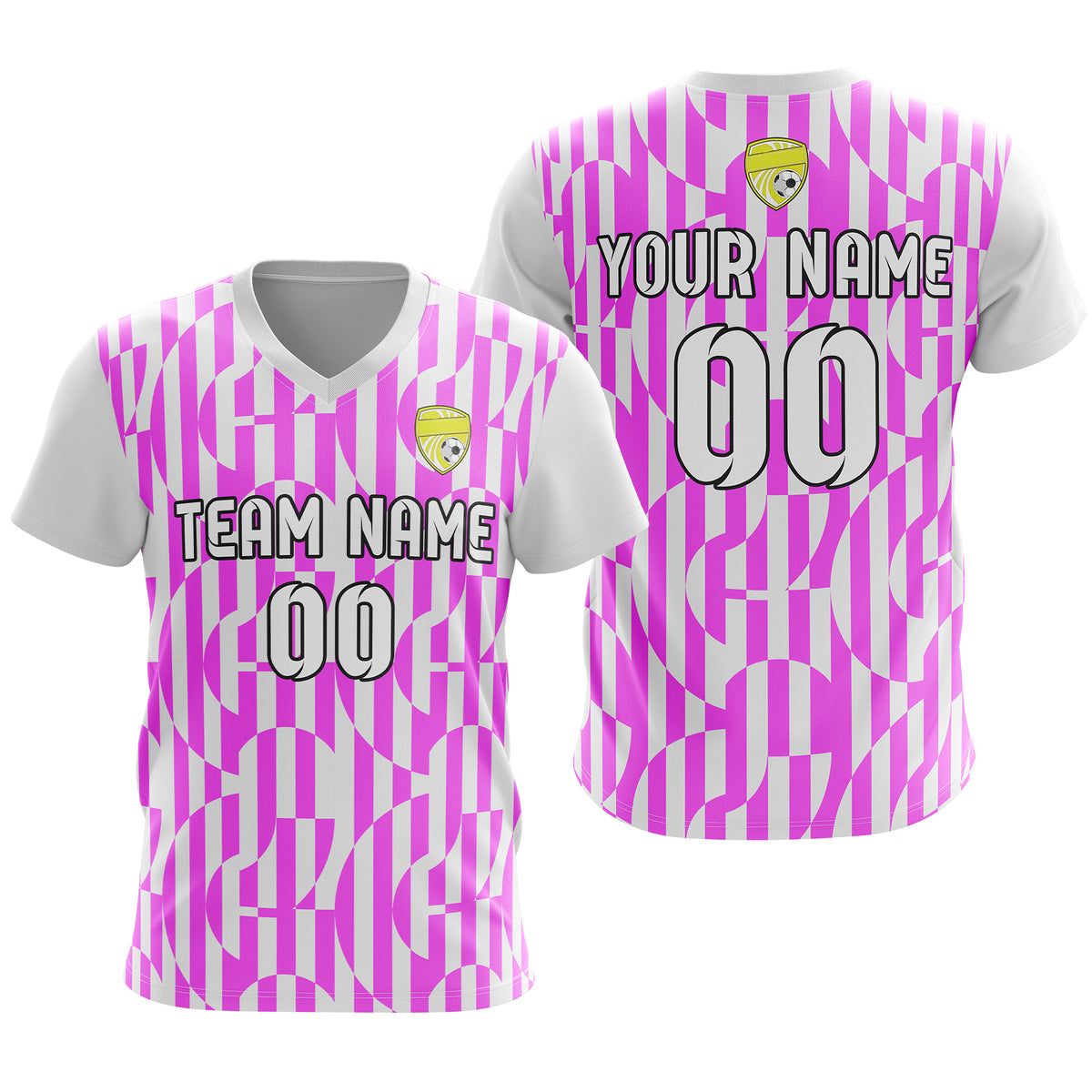 Soccer Jersey - V Neck - Full Pattern- Design 4 - White