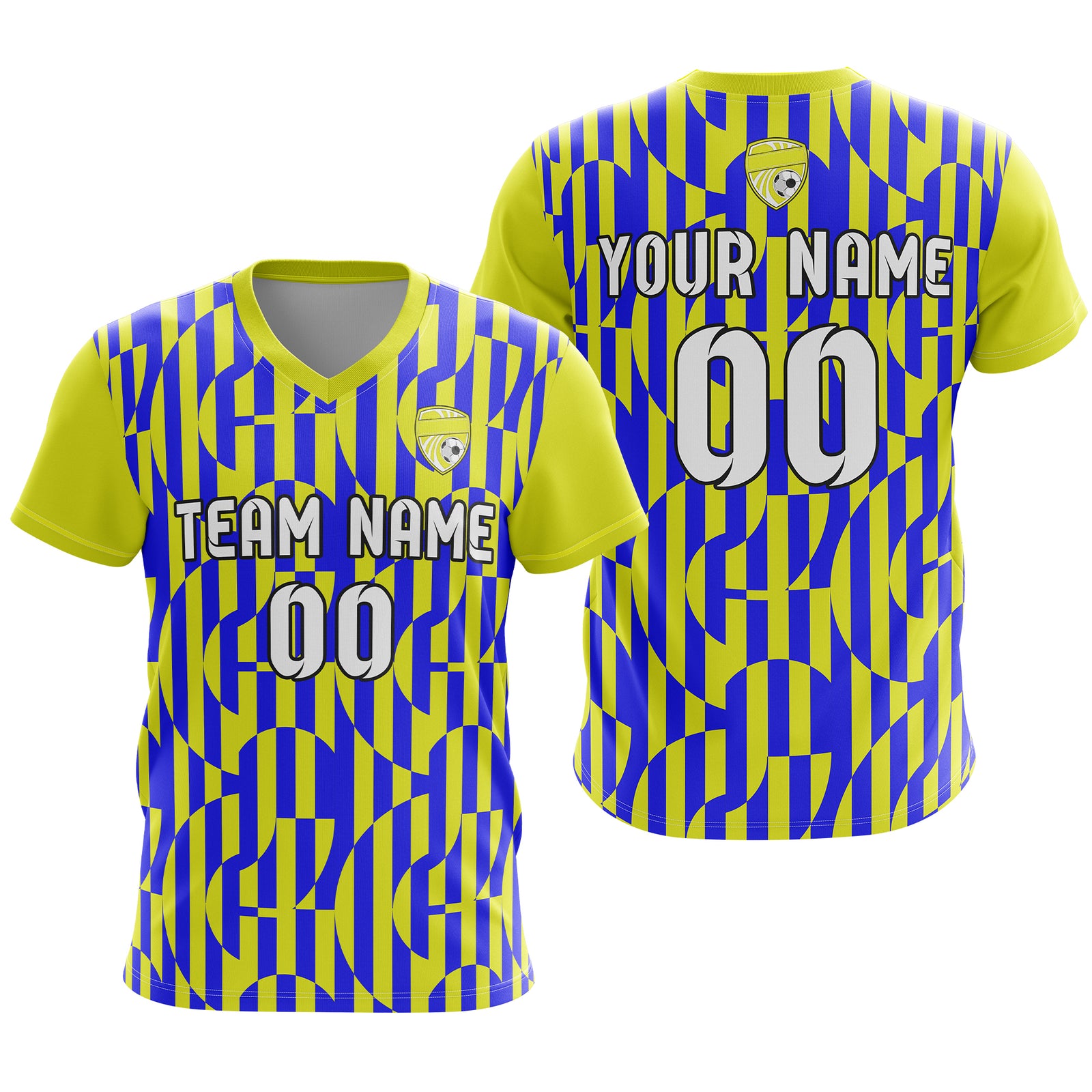 Soccer Jersey - V Neck - Full Pattern- Design 4 - Yellow