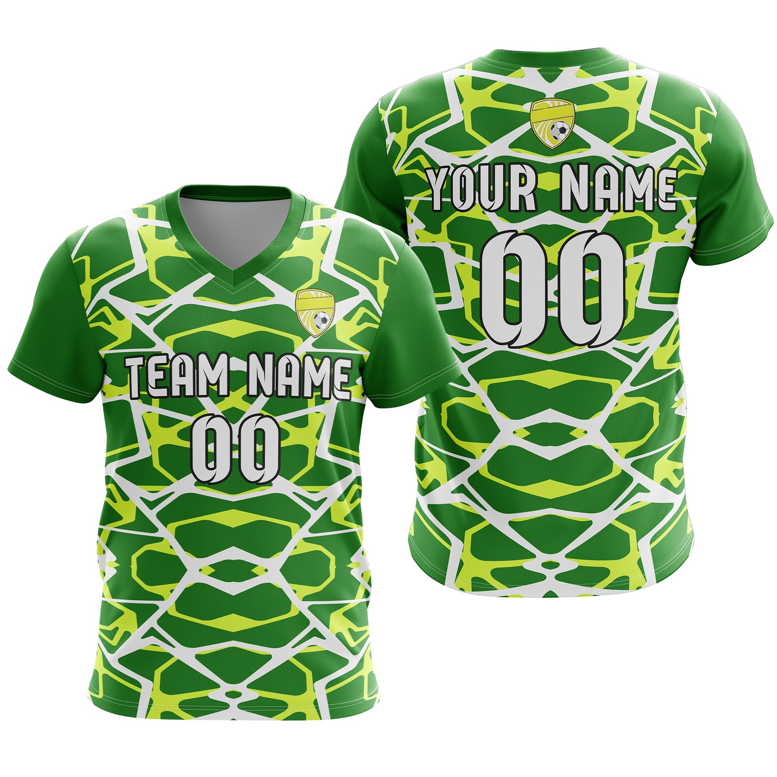 Soccer Jersey - V Neck - Full Pattern- Design 5 - Green