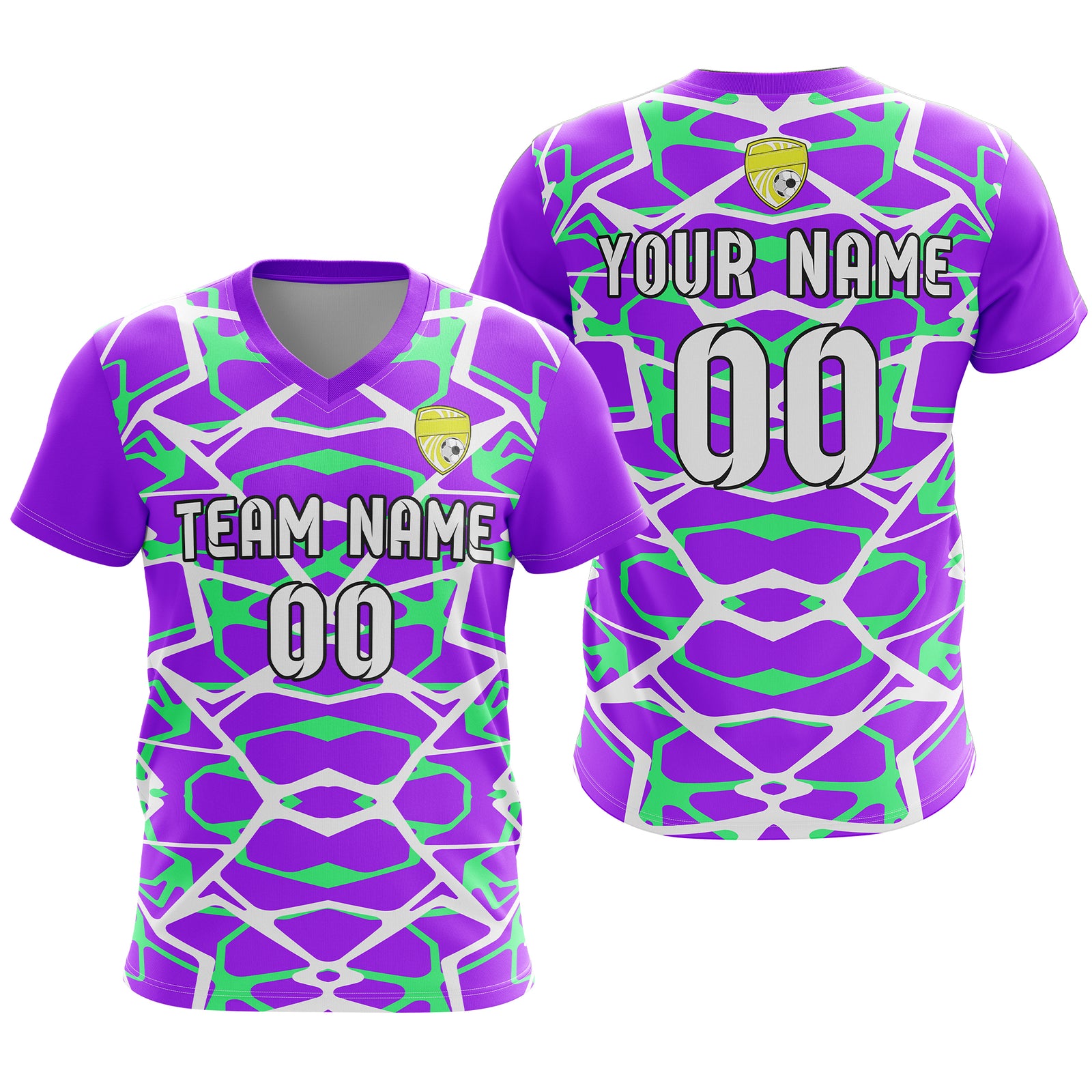 Soccer Jersey - V Neck - Full Pattern- Design 5 - Purple
