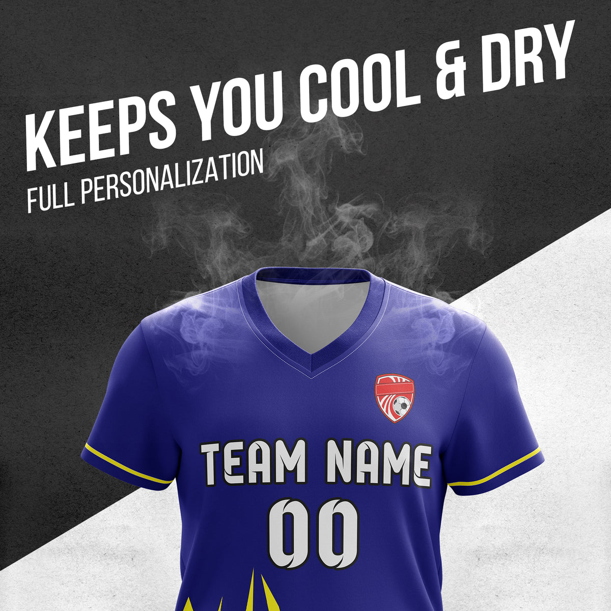 Soccer Jersey - V Neck - Side Pattern- Design 1 - Navy