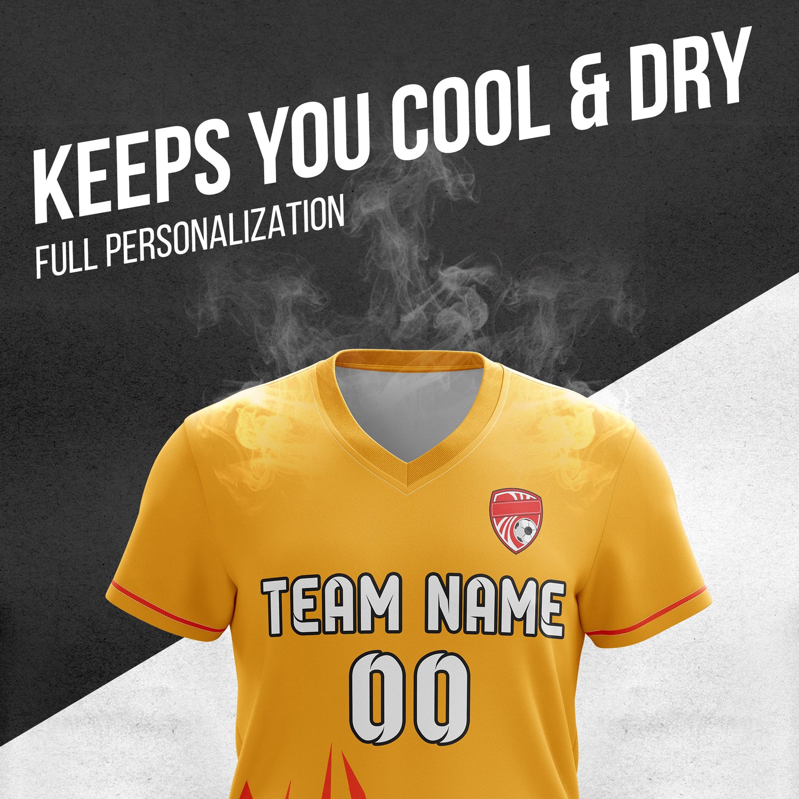 Soccer Jersey - V Neck - Side Pattern- Design 1 - Orange