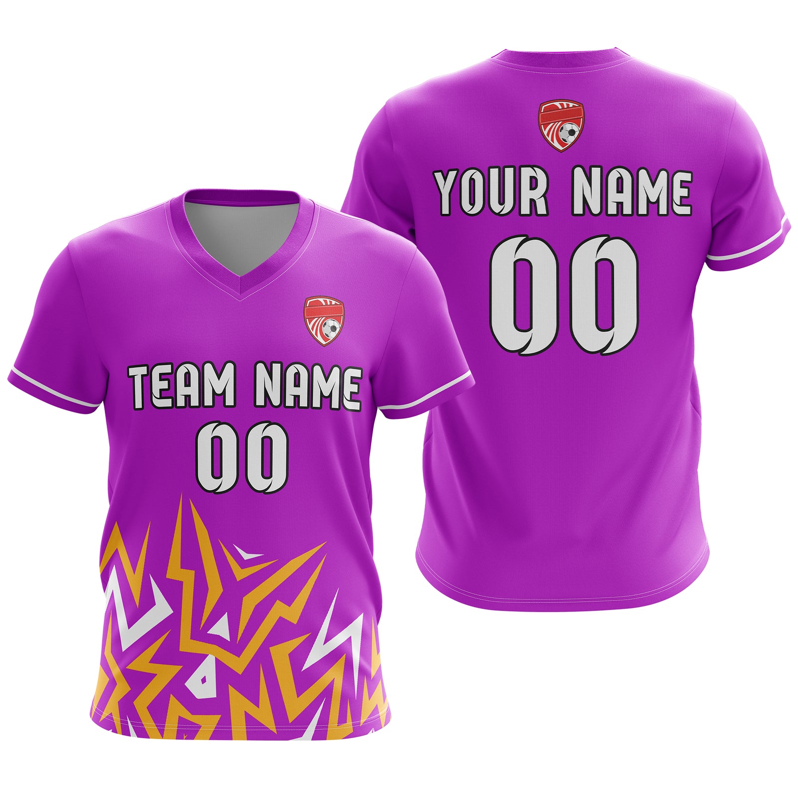 Soccer Jersey - V Neck - Side Pattern- Design 1 - Purple