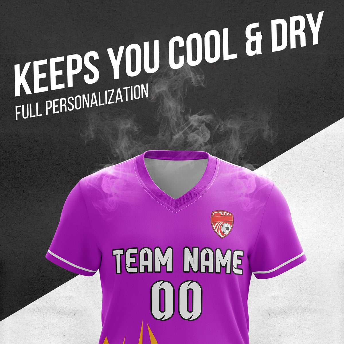 Soccer Jersey - V Neck - Side Pattern- Design 1 - Purple