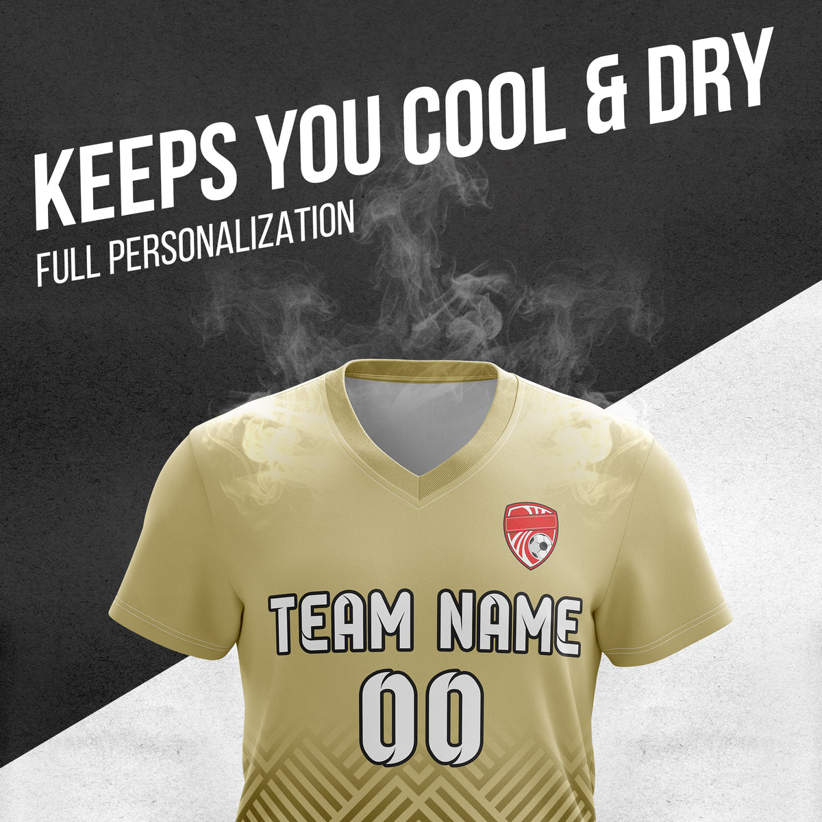 Soccer Jersey - V Neck - Side Pattern- Design 2 - Khakhii