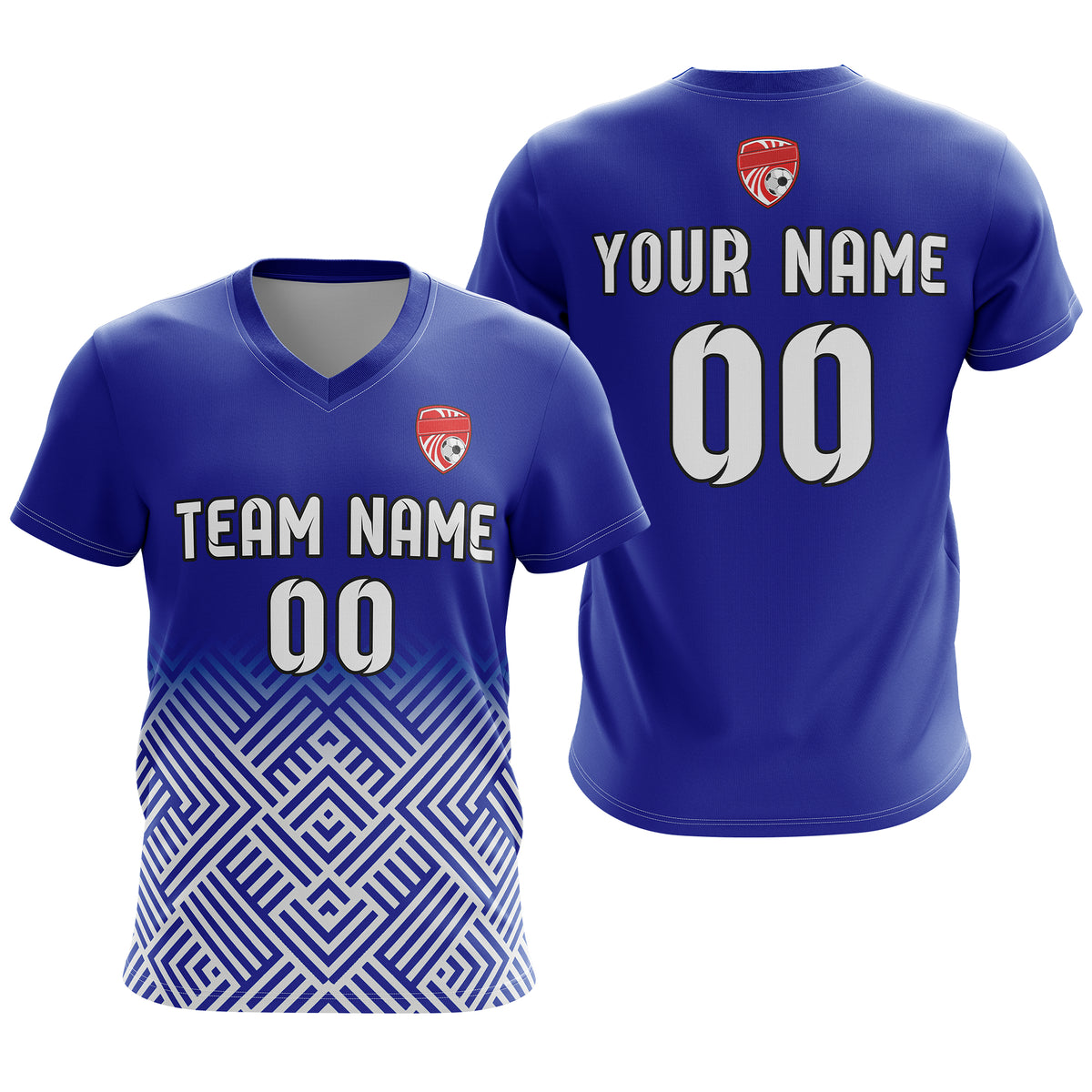 Soccer Jersey - V Neck - Side Pattern- Design 2 - Navy