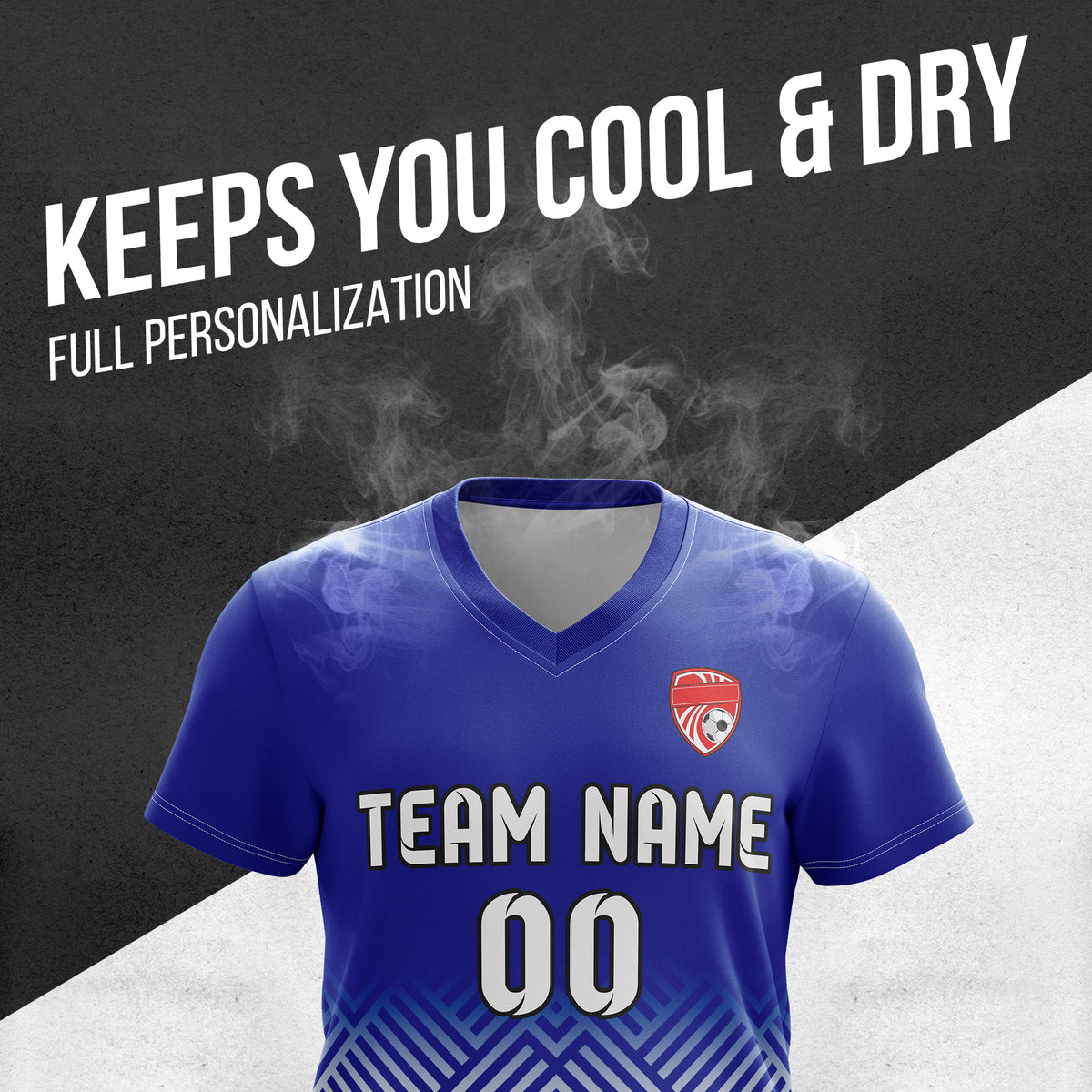 Soccer Jersey - V Neck - Side Pattern- Design 2 - Navy