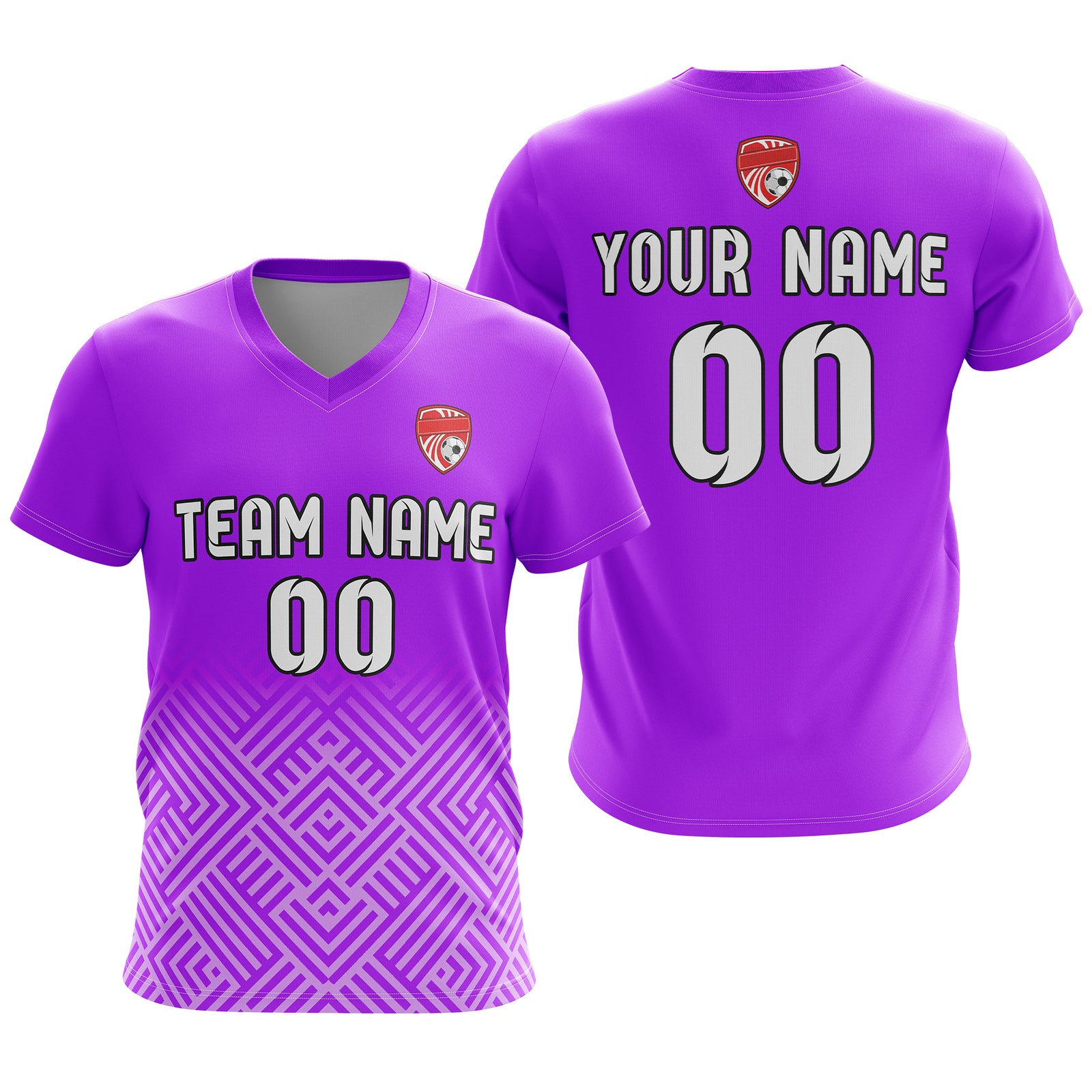 Soccer Jersey - V Neck - Side Pattern- Design 2 - Purple