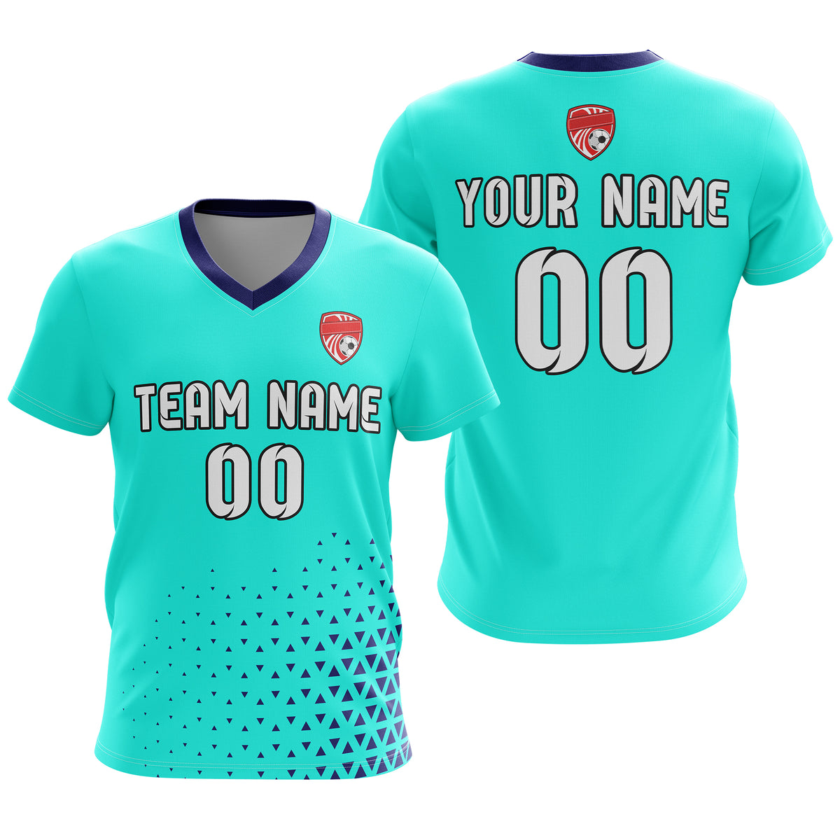 Soccer Jersey - V Neck - Side Pattern- Design 3 - Aqua