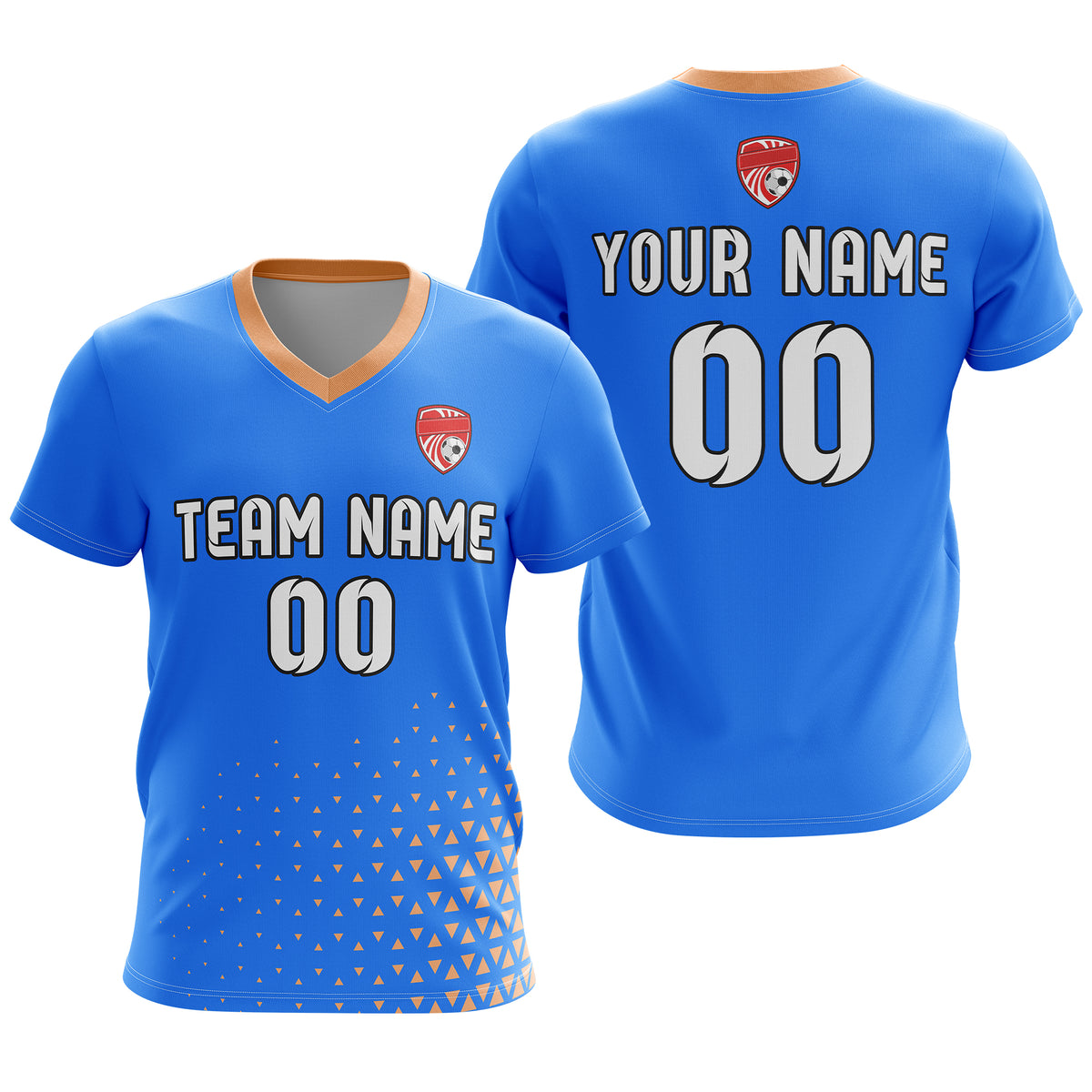 Soccer Jersey - V Neck - Side Pattern- Design 3 - Blue