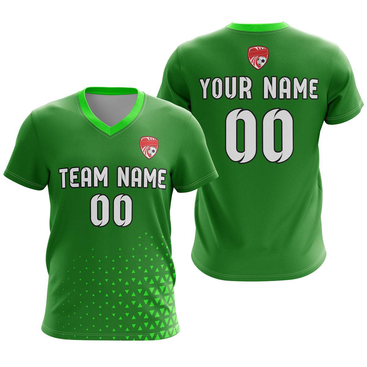 Soccer Jersey - V Neck - Side Pattern- Design 3 - Green