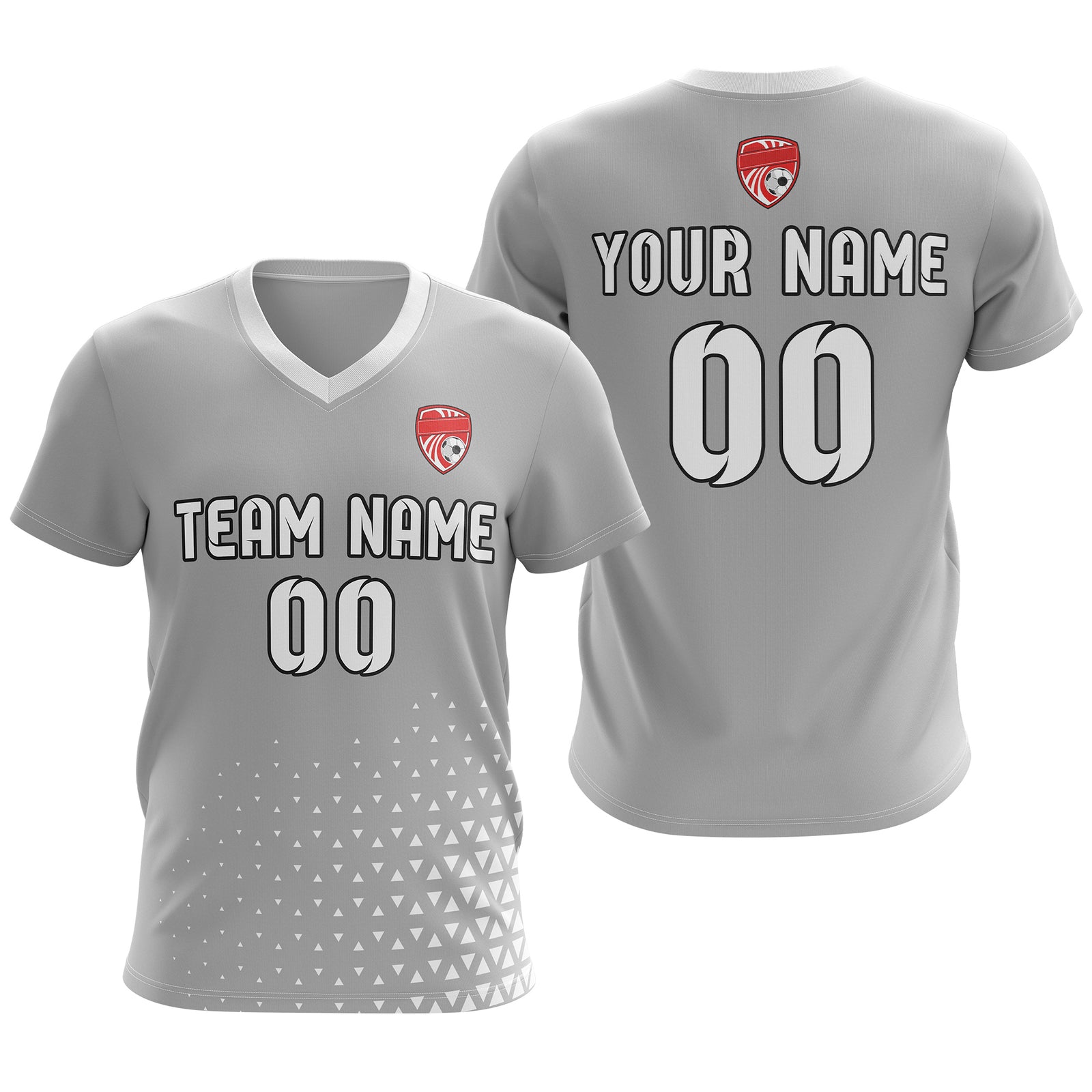 Soccer Jersey - V Neck - Side Pattern- Design 3 - Grey