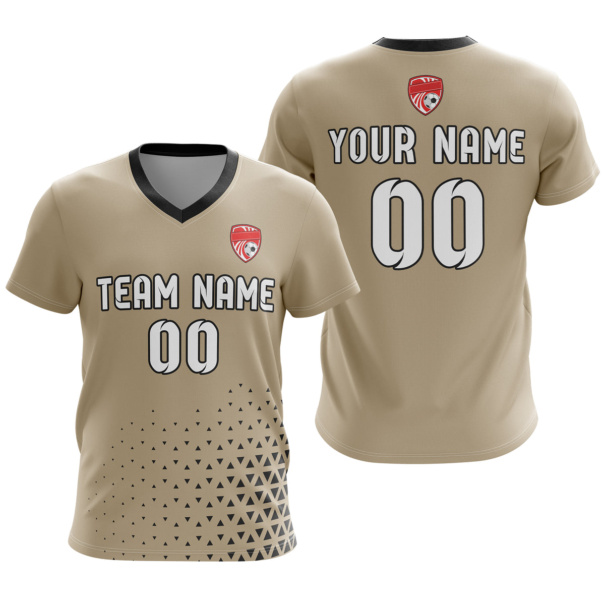 Soccer Jersey - V Neck - Side Pattern- Design 3 - Khakhii