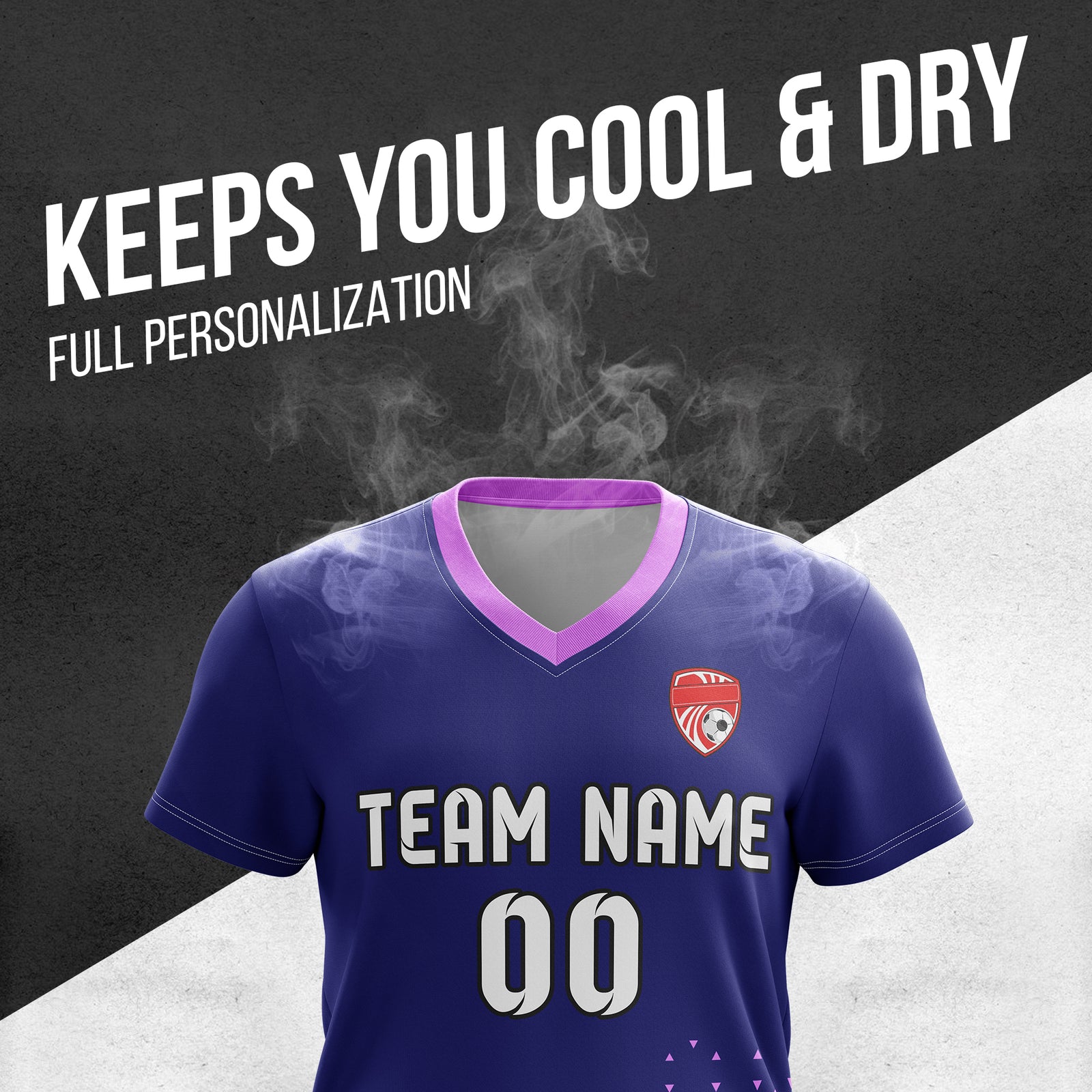 Soccer Jersey - V Neck - Side Pattern- Design 3 - Navy