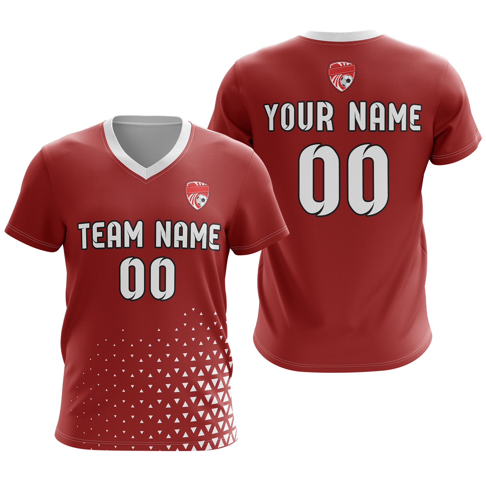 Soccer Jersey - V Neck - Side Pattern- Design 3 - Red