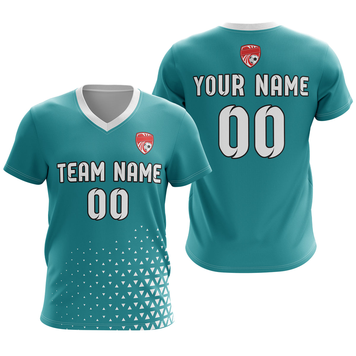 Soccer Jersey - V Neck - Side Pattern- Design 3 - Teal