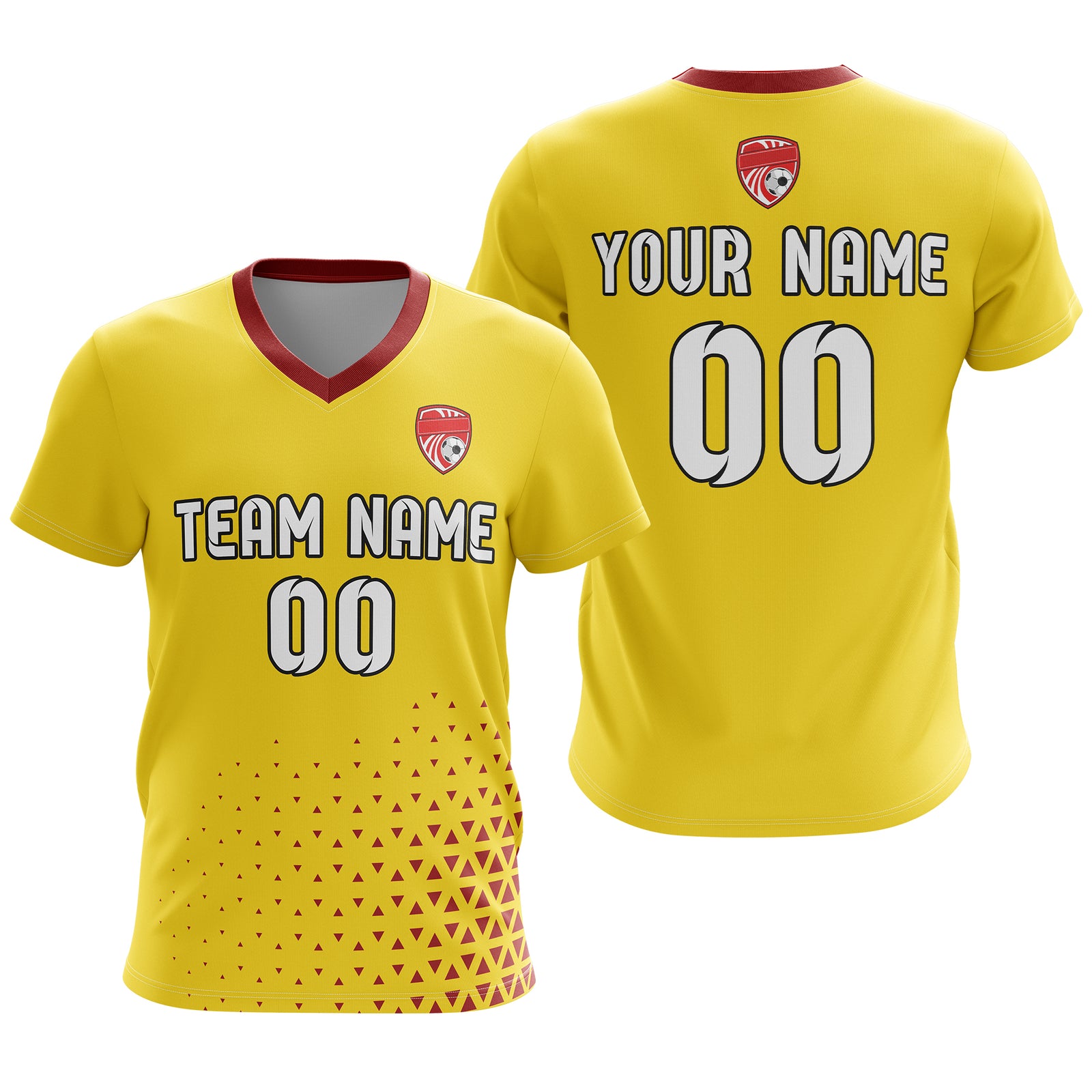 Soccer Jersey - V Neck - Side Pattern- Design 3 - Yellow