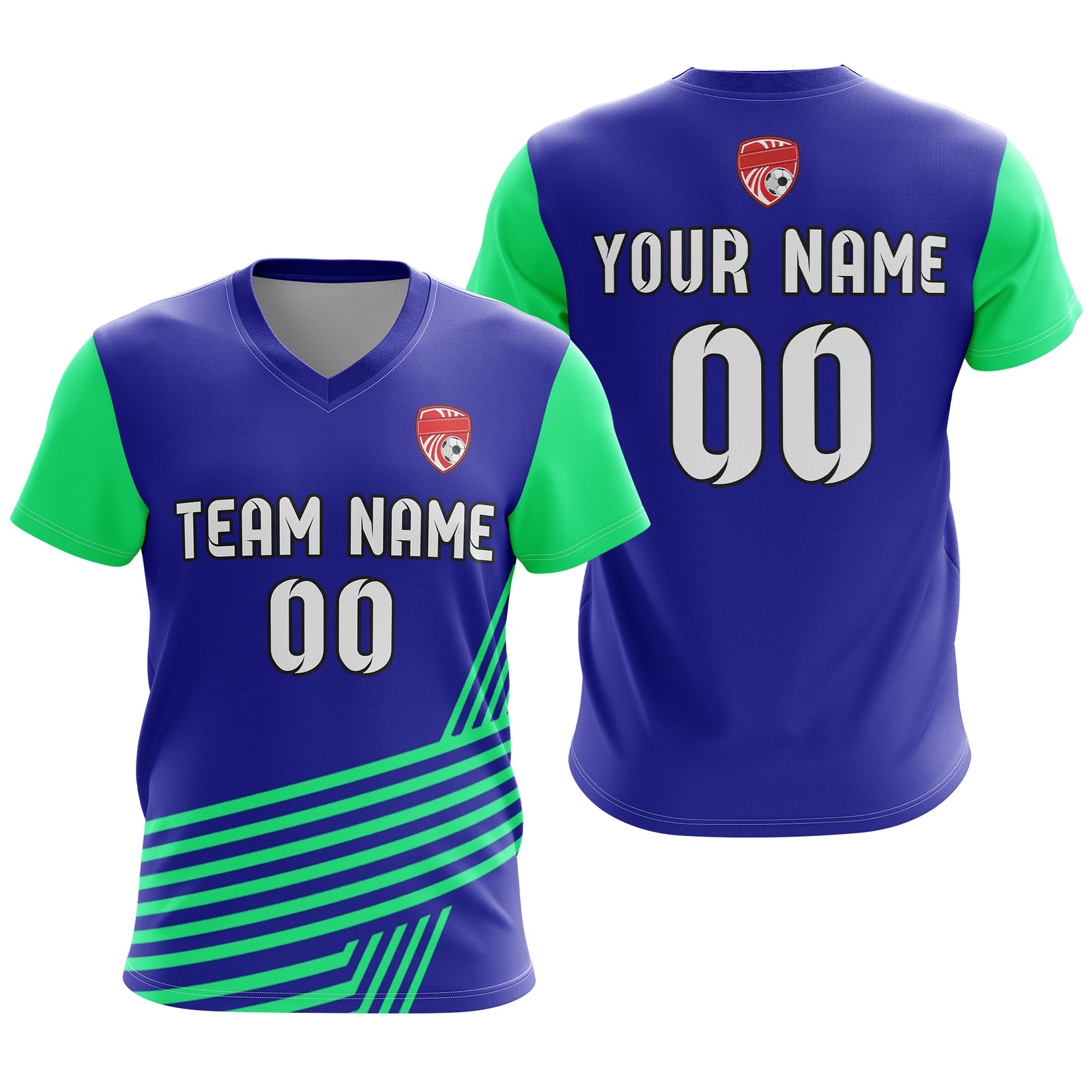 Soccer Jersey - V Neck - Side Pattern- Design 4 - Navy