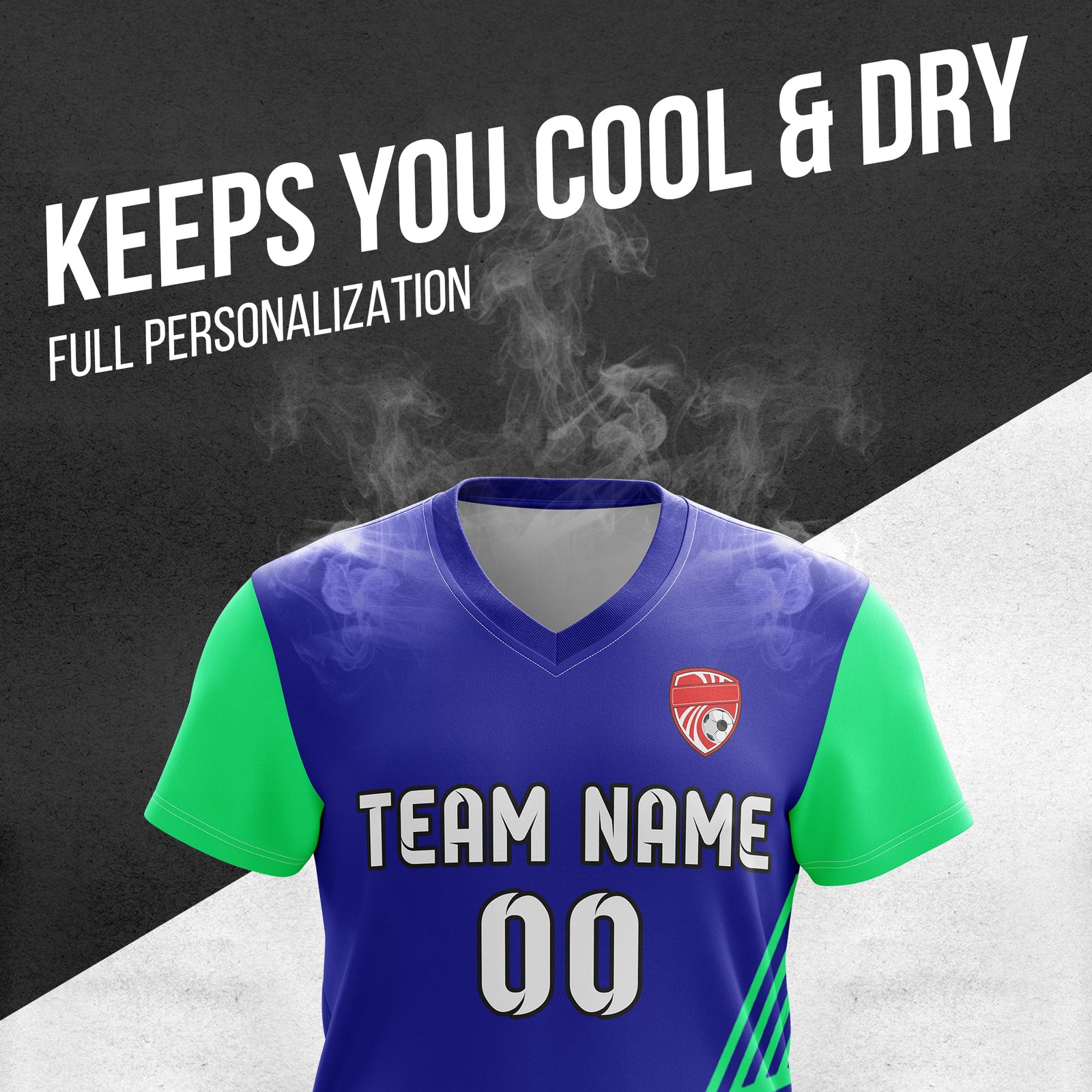 Soccer Jersey - V Neck - Side Pattern- Design 4 - Navy