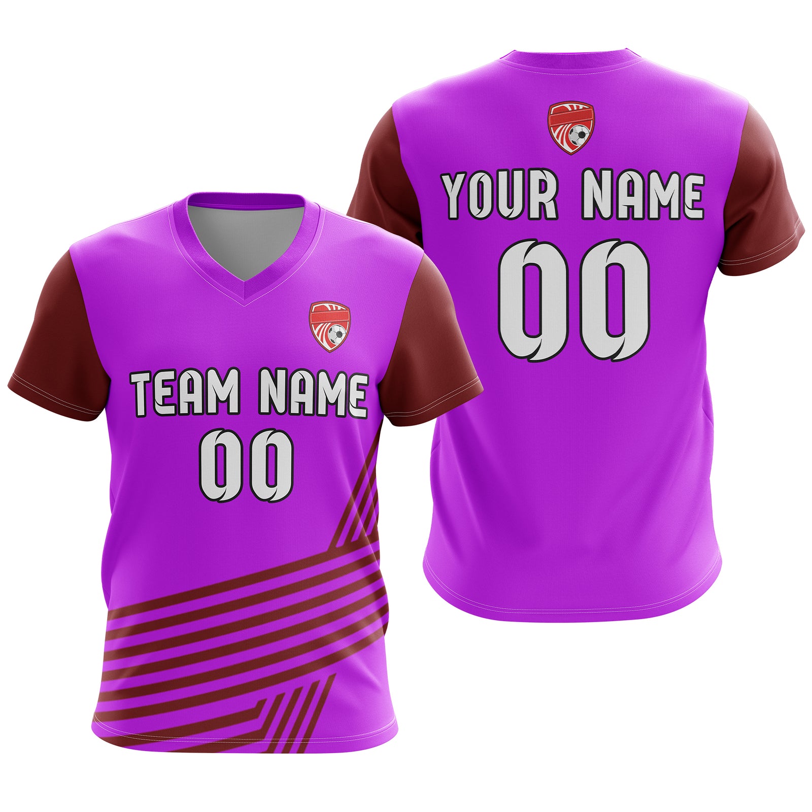 Soccer Jersey - V Neck - Side Pattern- Design 4 - Purple