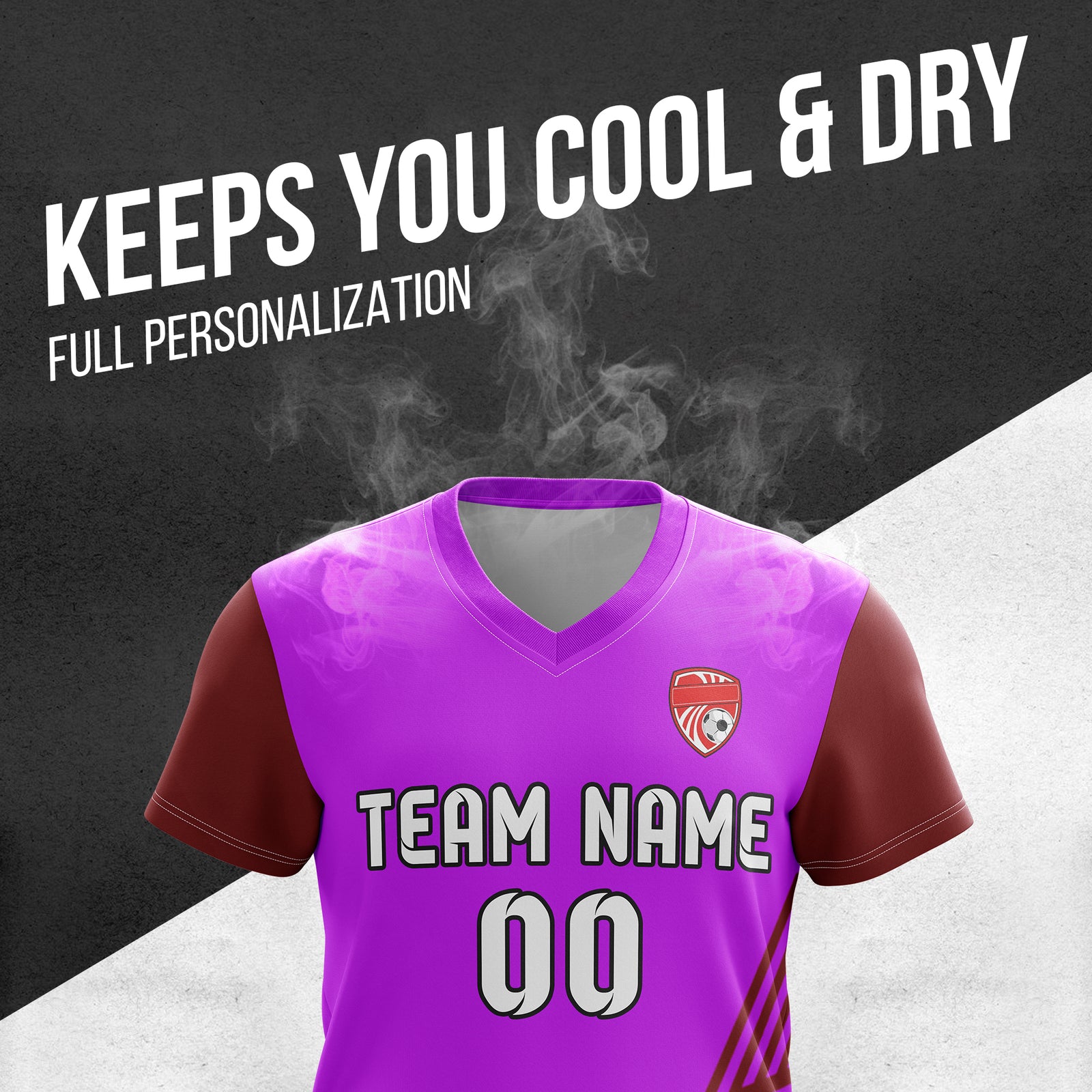 Soccer Jersey - V Neck - Side Pattern- Design 4 - Purple