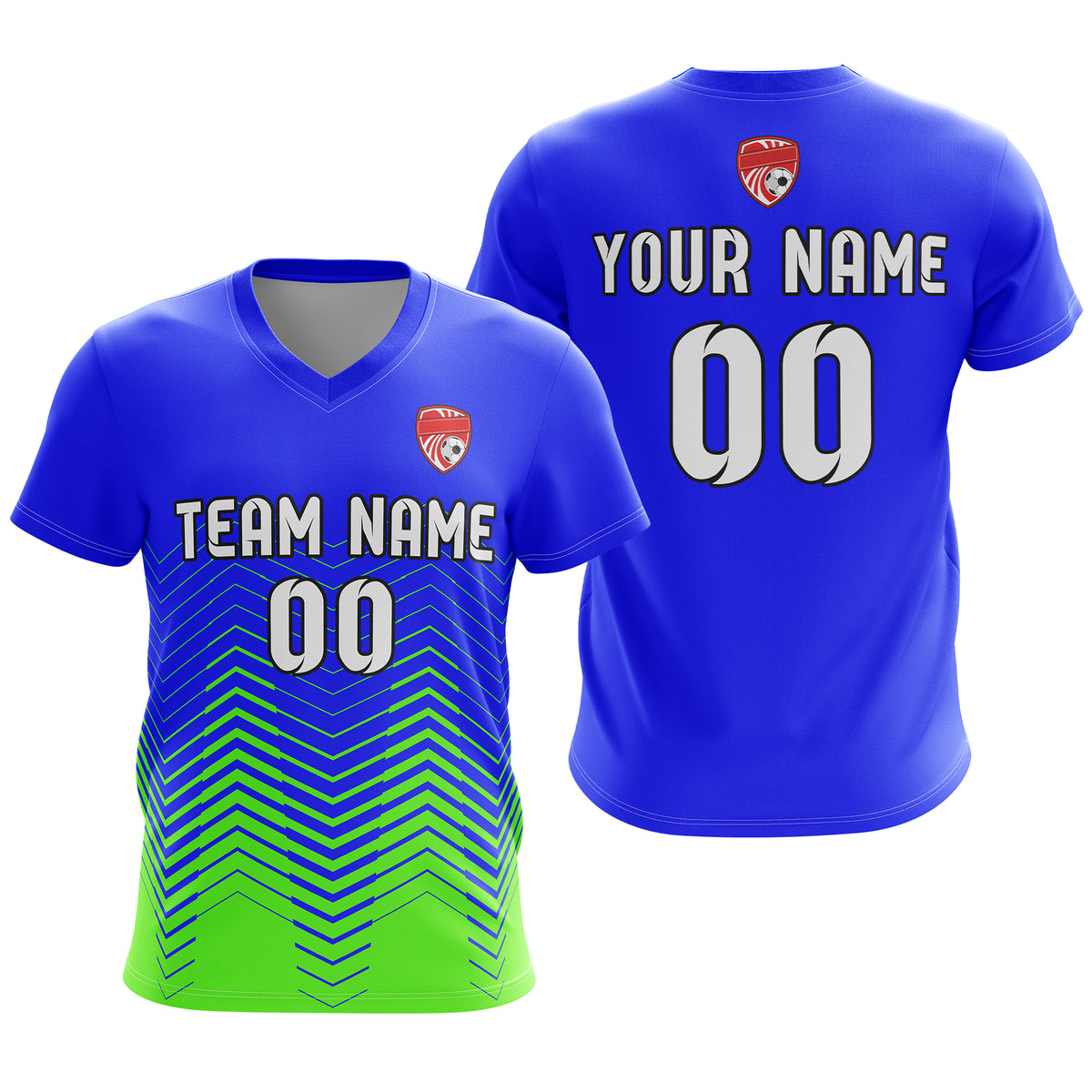 Soccer Jersey - V Neck - Side Pattern- Design 5 - Blue