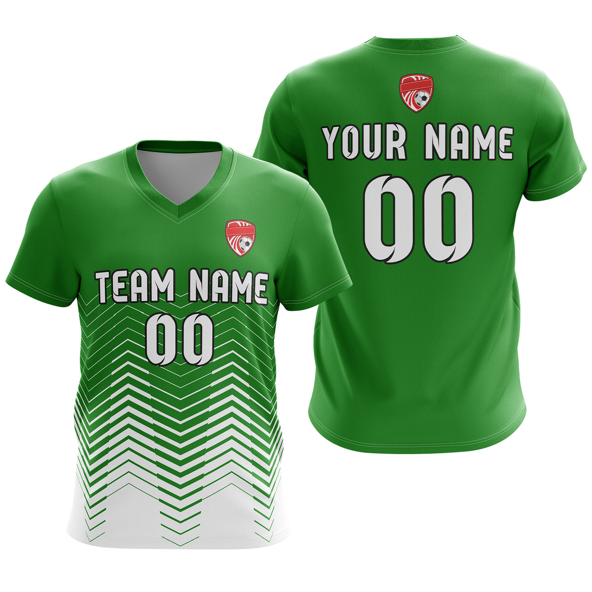 Soccer Jersey - V Neck - Side Pattern- Design 5 - Green