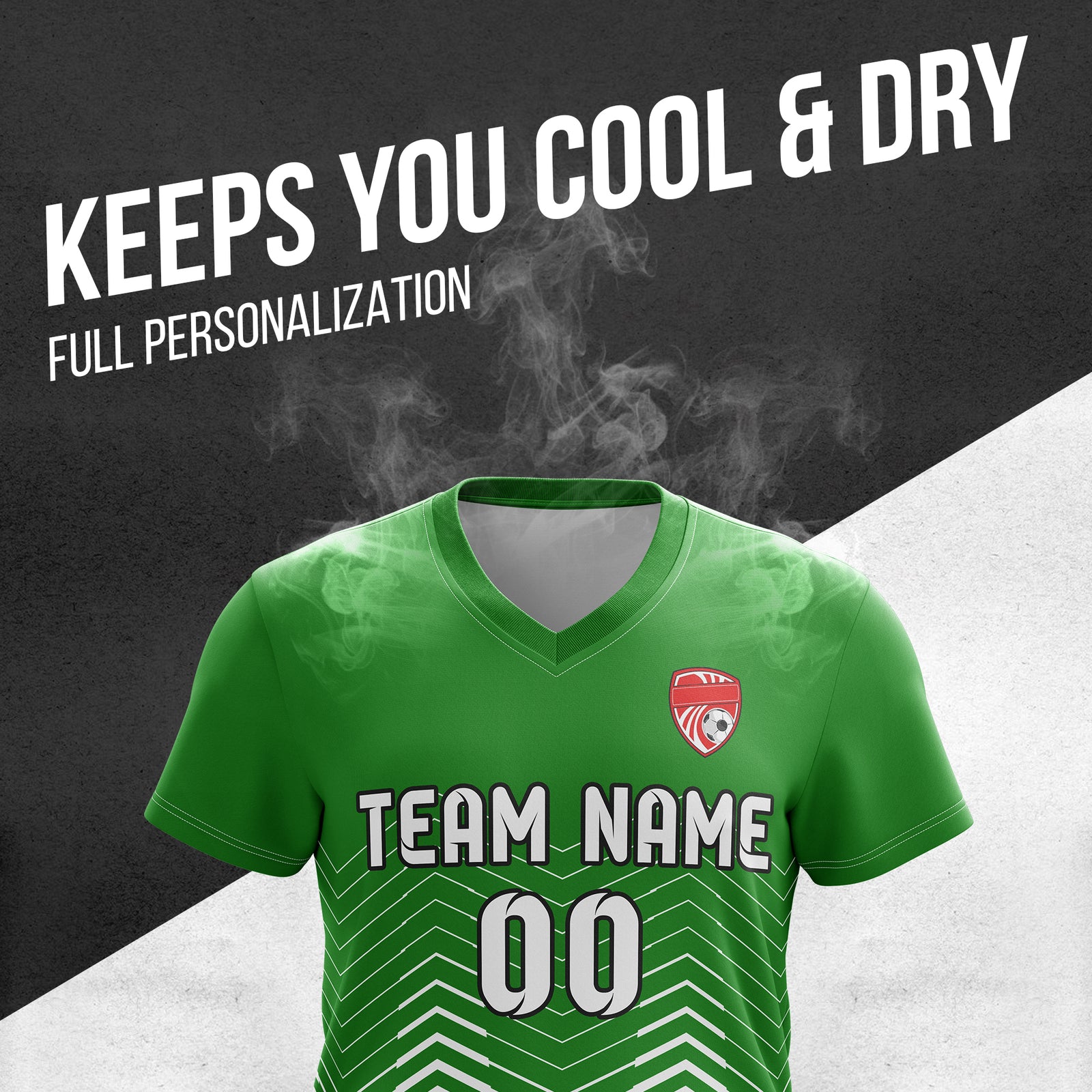 Soccer Jersey - V Neck - Side Pattern- Design 5 - Green