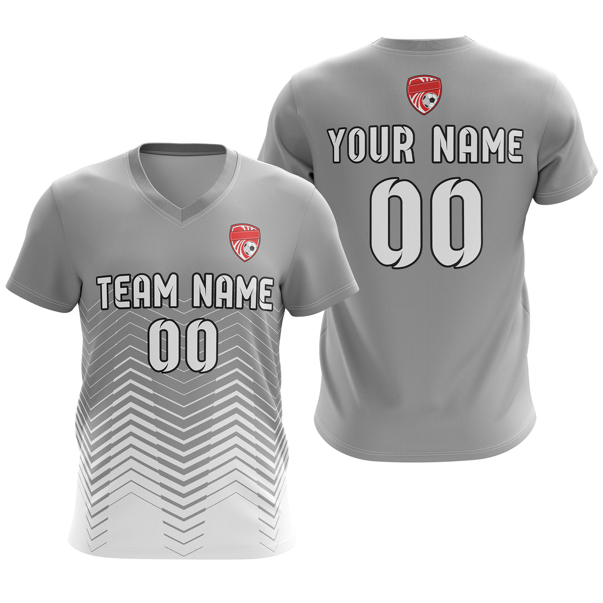 Soccer Jersey - V Neck - Side Pattern- Design 5 - Grey