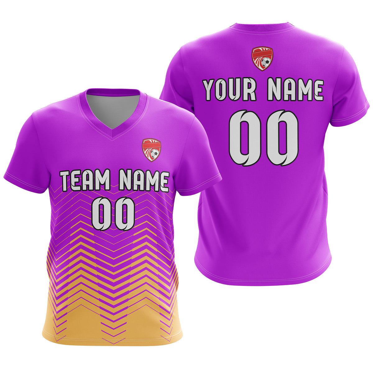 Soccer Jersey - V Neck - Side Pattern- Design 5 - Purple