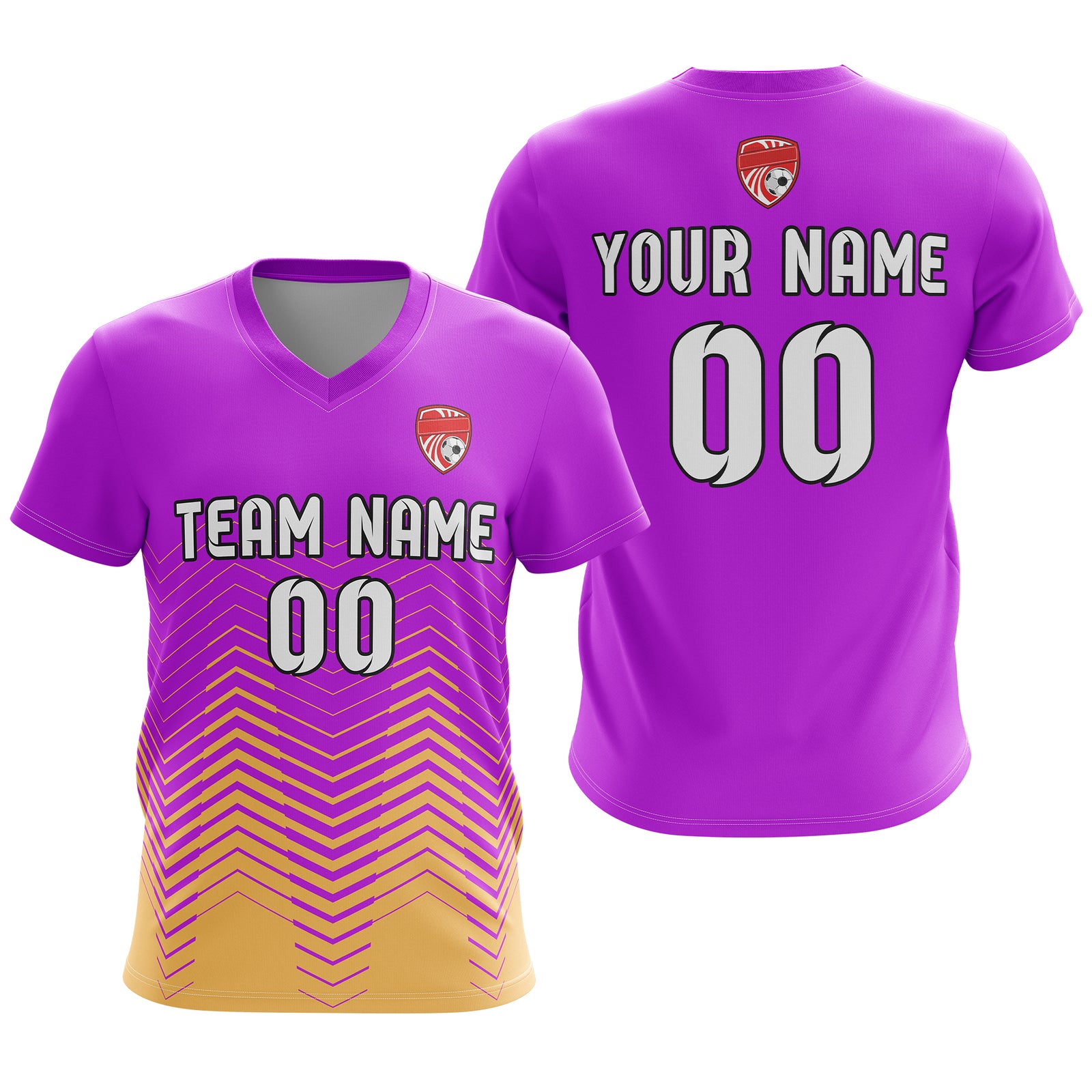 Soccer Jersey - V Neck - Side Pattern- Design 5 - Purple