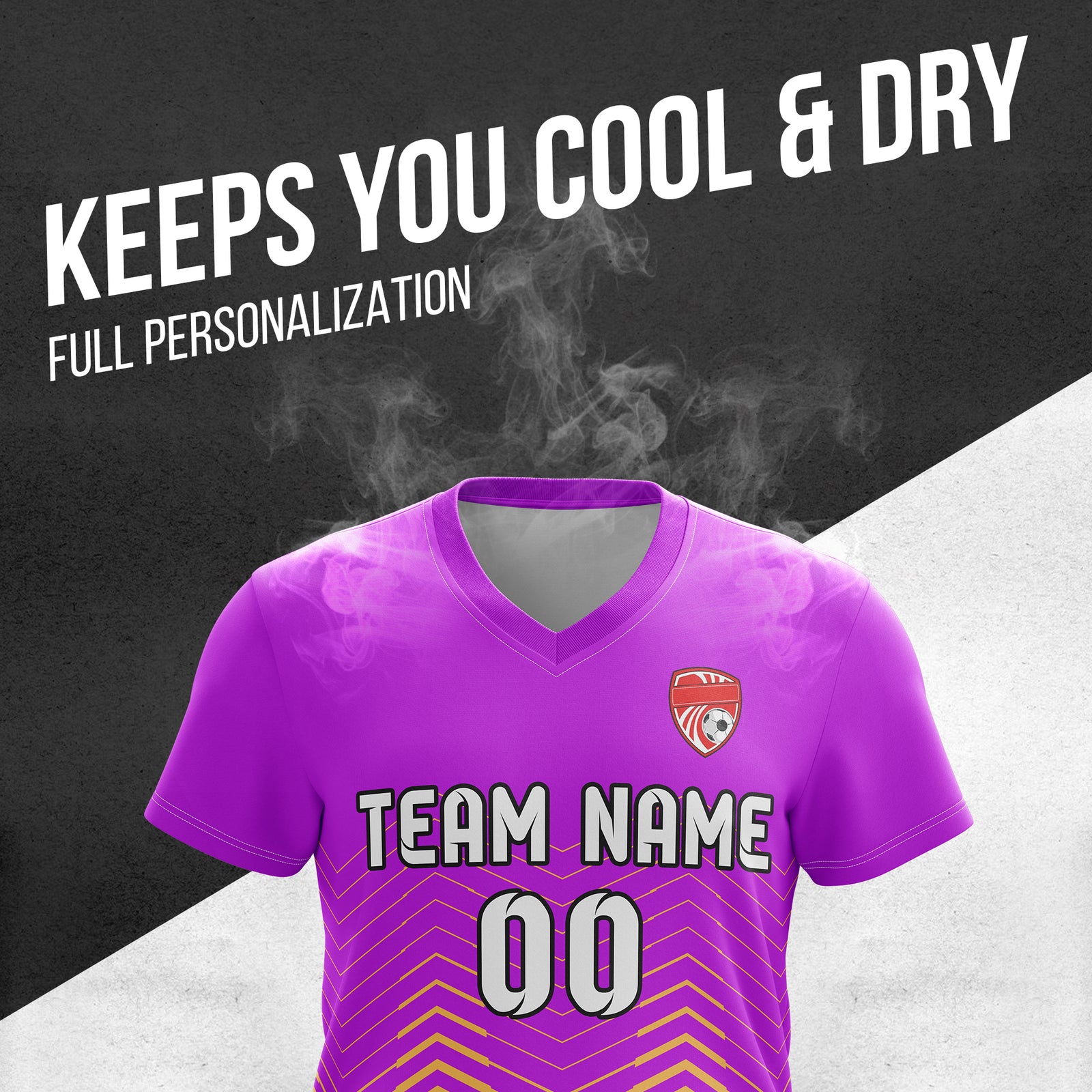 Soccer Jersey - V Neck - Side Pattern- Design 5 - Purple