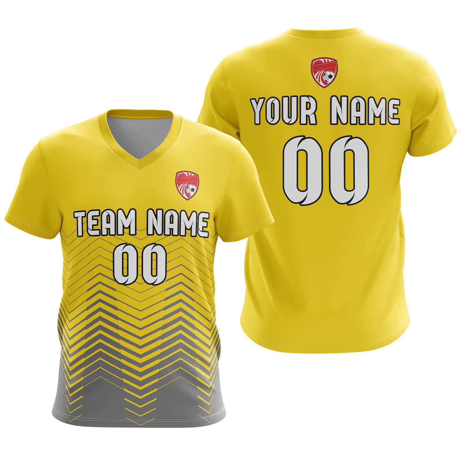 Soccer Jersey - V Neck - Side Pattern- Design 5 - Yellow