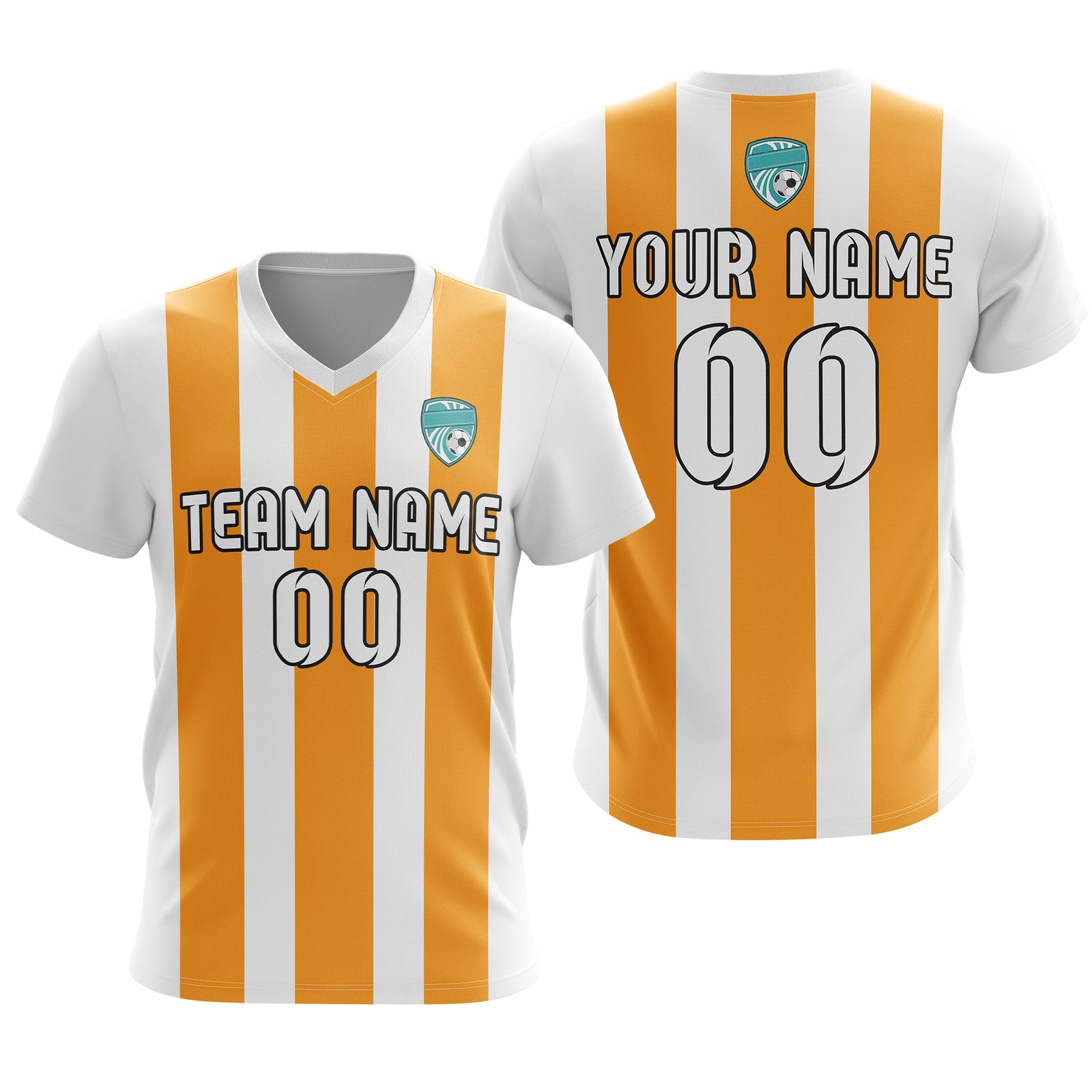 Soccer Jersey - V Neck - Stripe - Design 1 - White